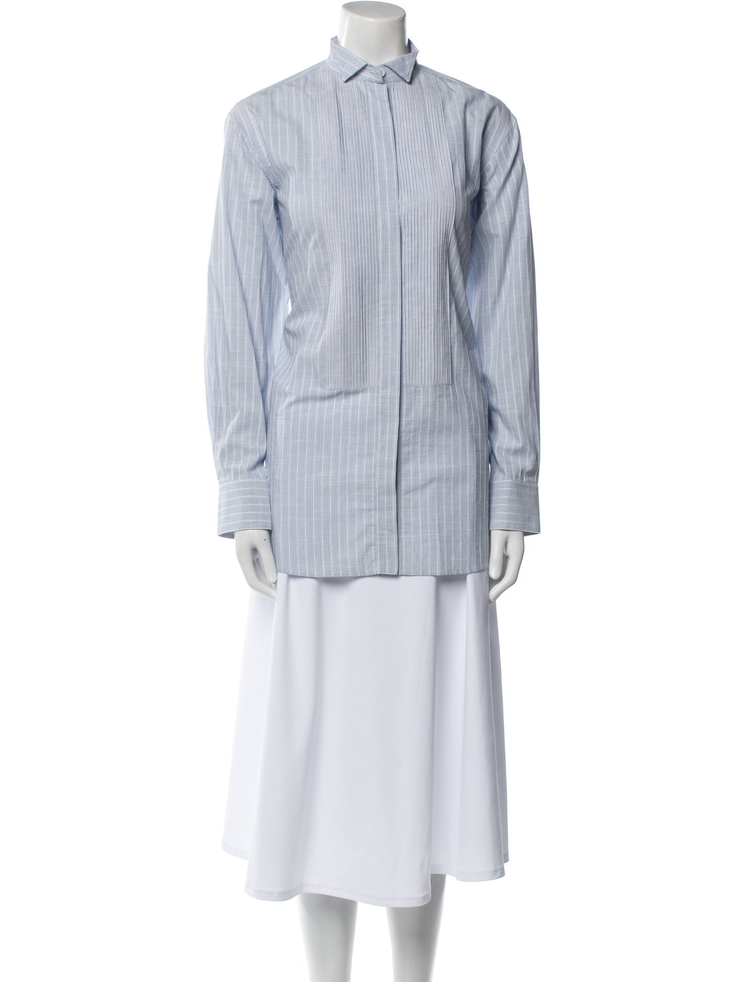 Celine Stripe Long Sleeve Striped Button-Up Top