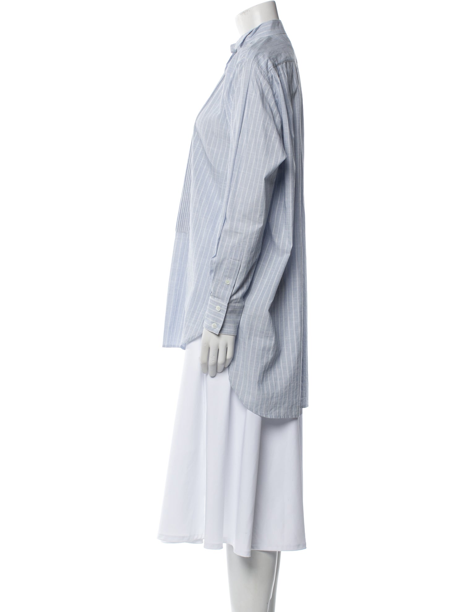 Celine Stripe Long Sleeve Striped Button-Up Top