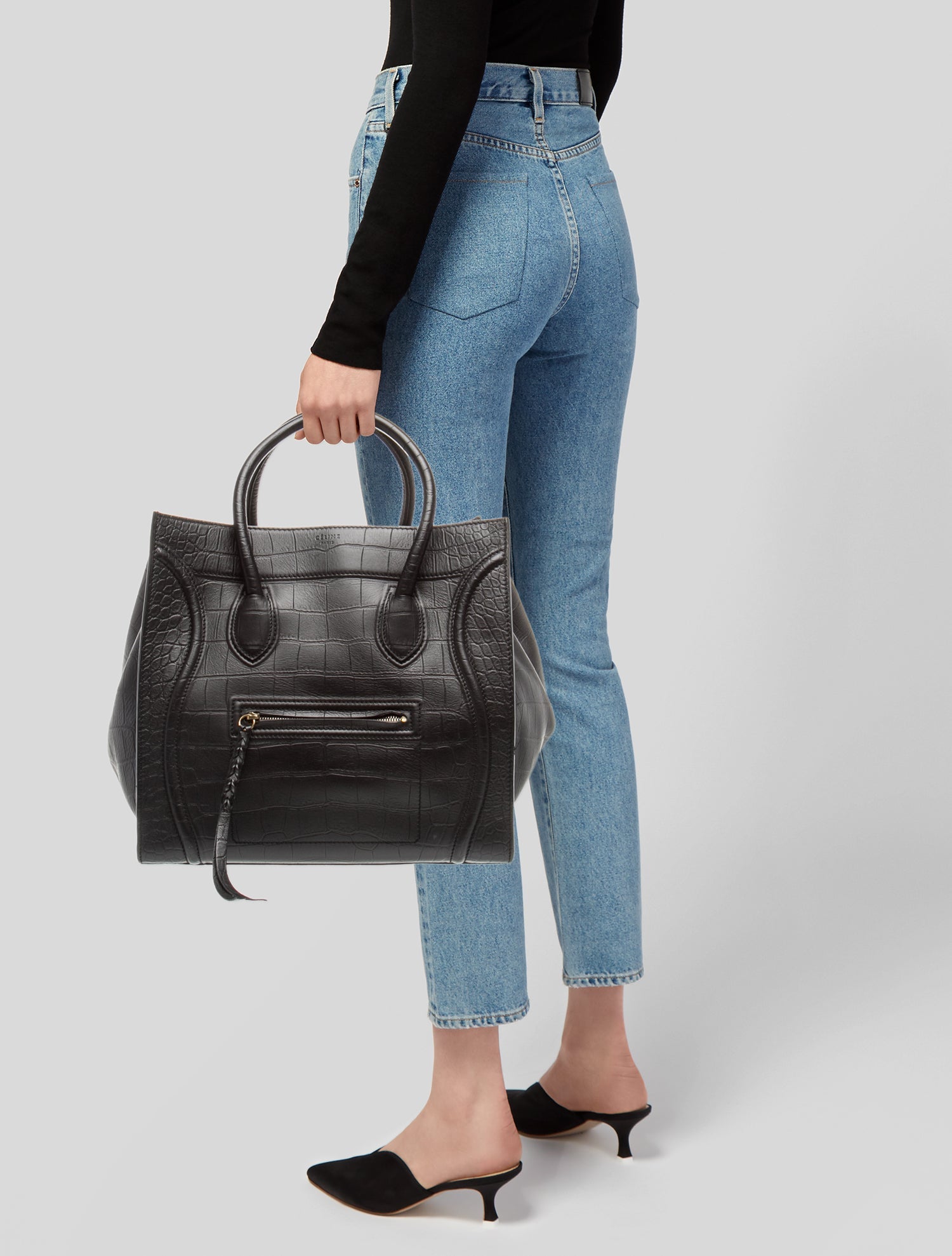 Celine Embossed Leather Luggage Phantom Large