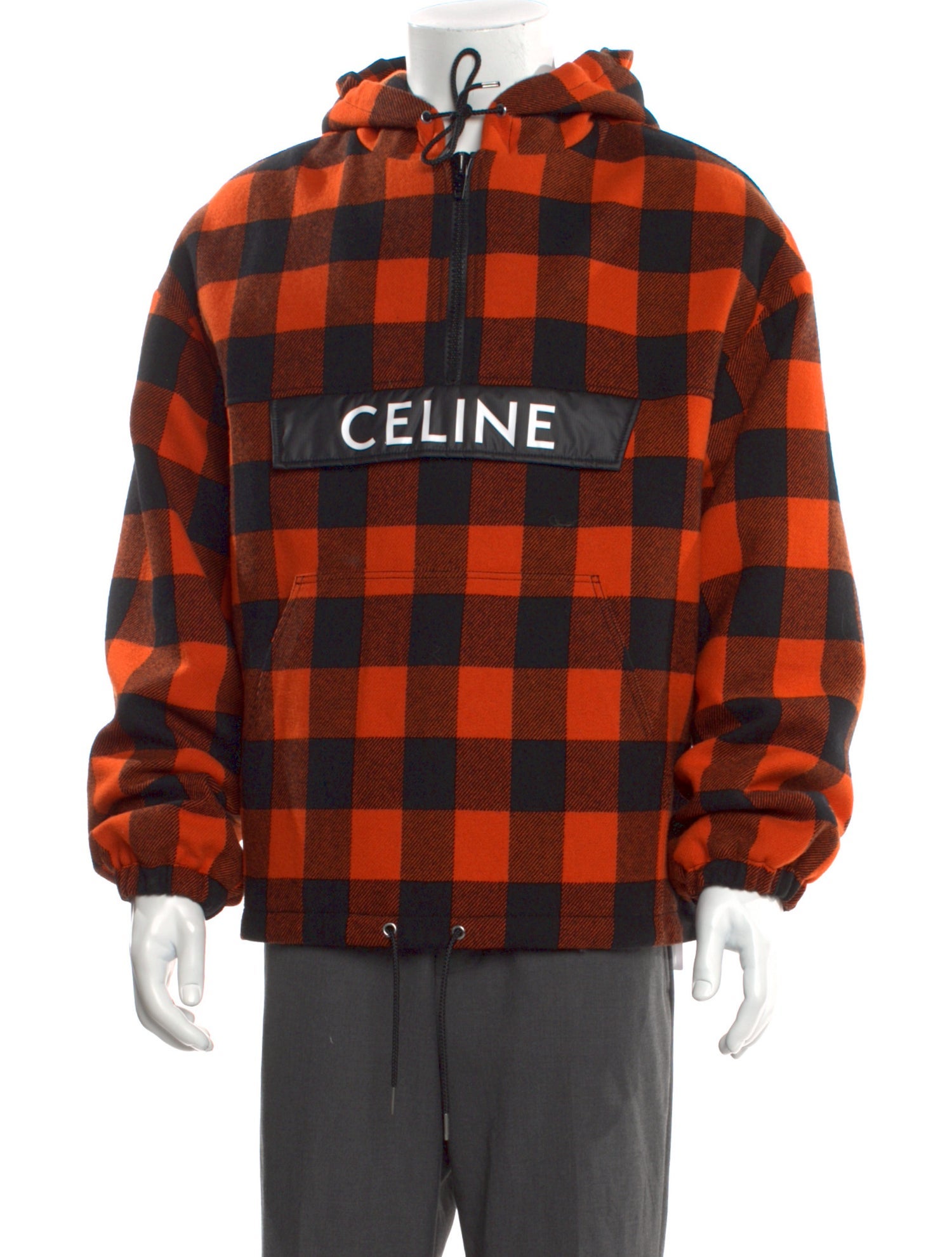 Celine Wool Plaid Print Hoodie w/ Tags