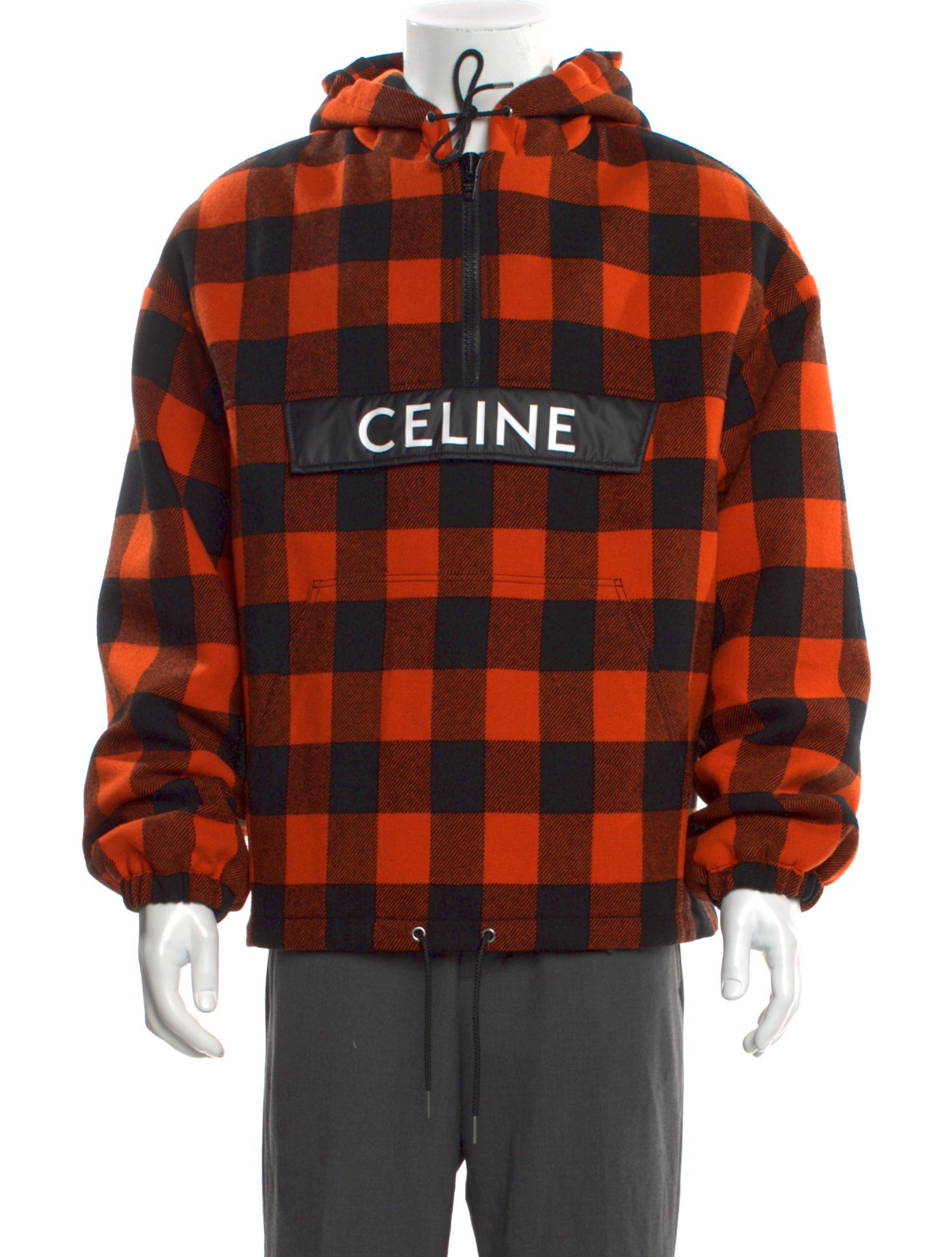 Celine Wool Plaid Print Hoodie w/ Tags