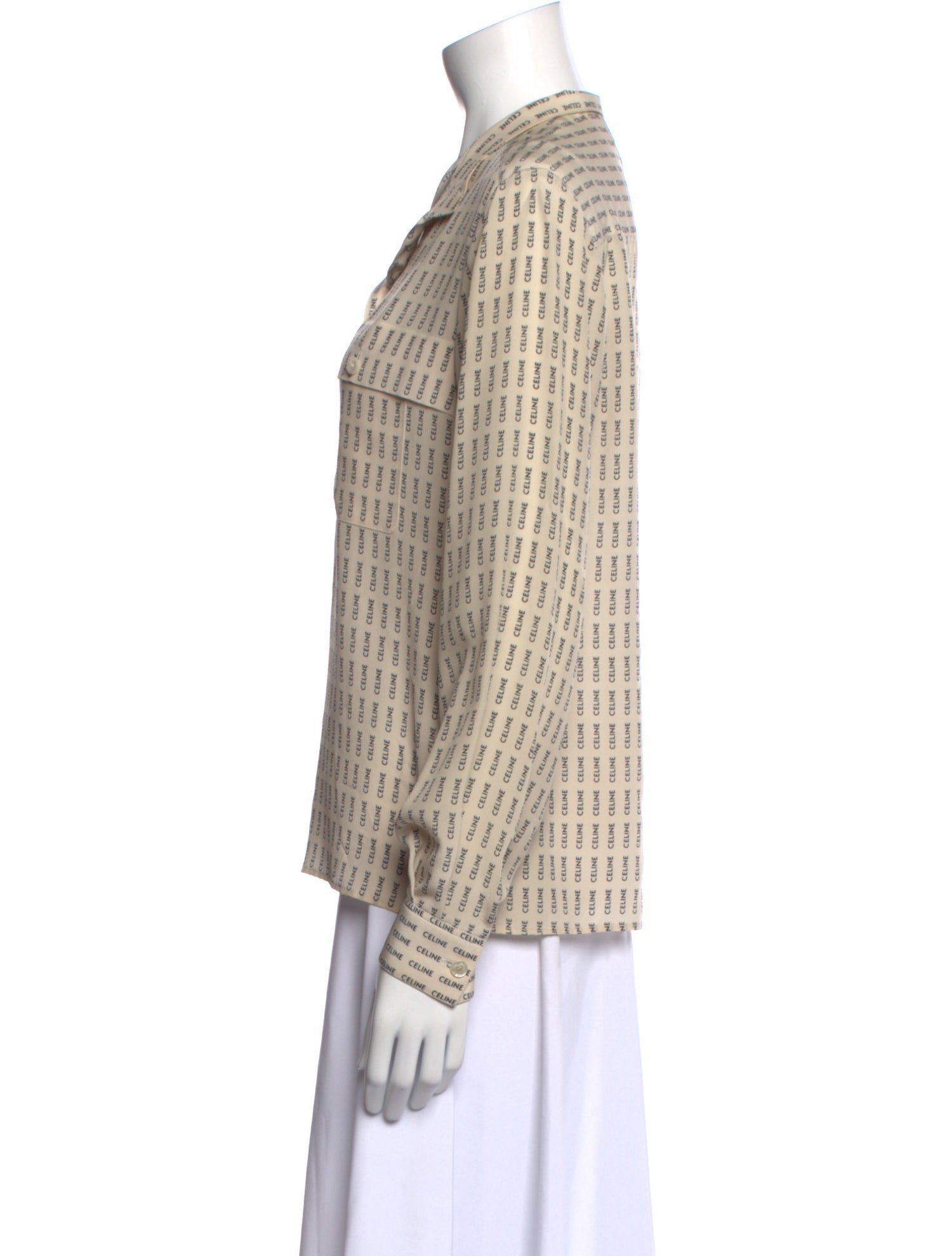 Celine Silk Printed Button-Up Top w/ Tags