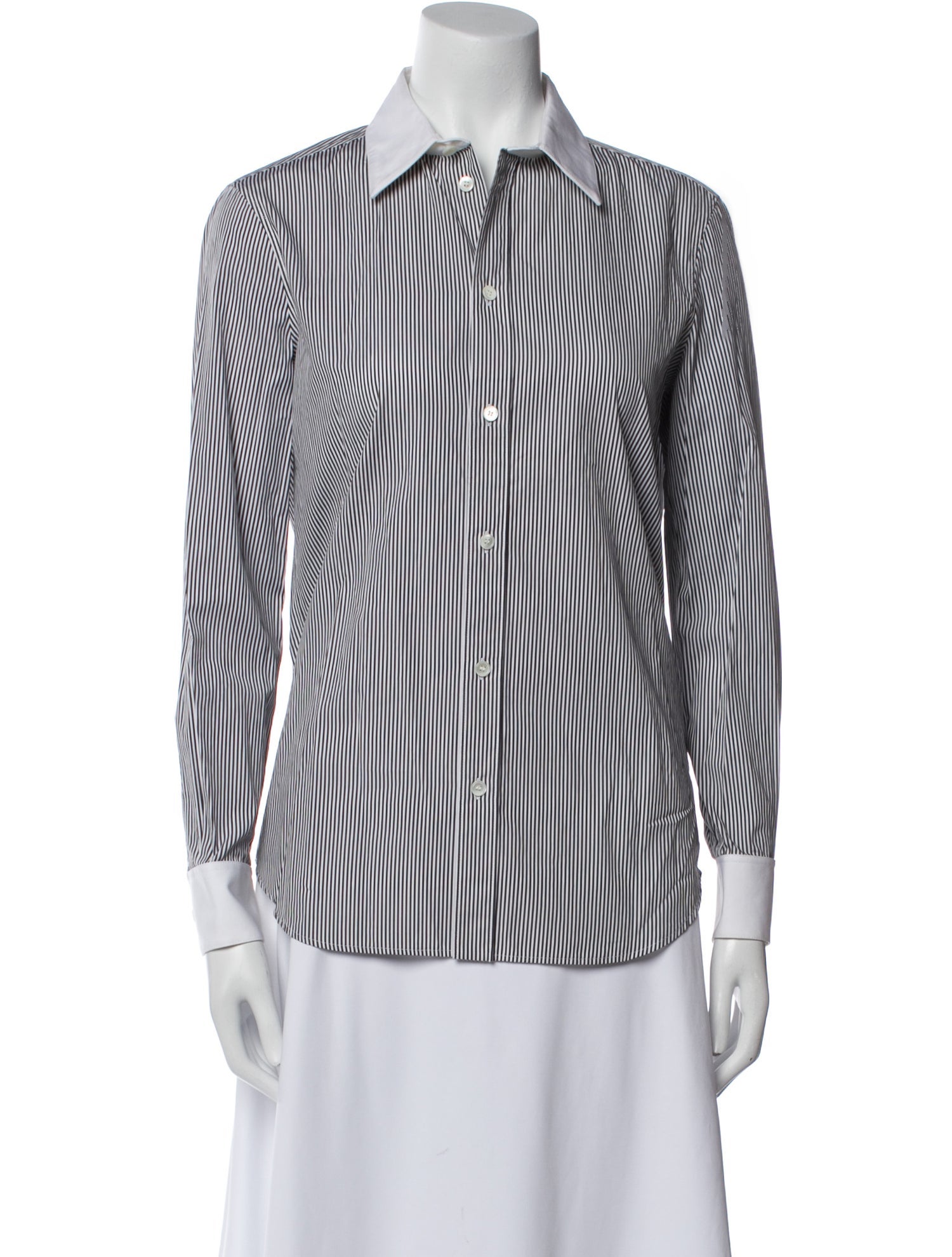 Celine Striped Long Sleeve Button-Up Top