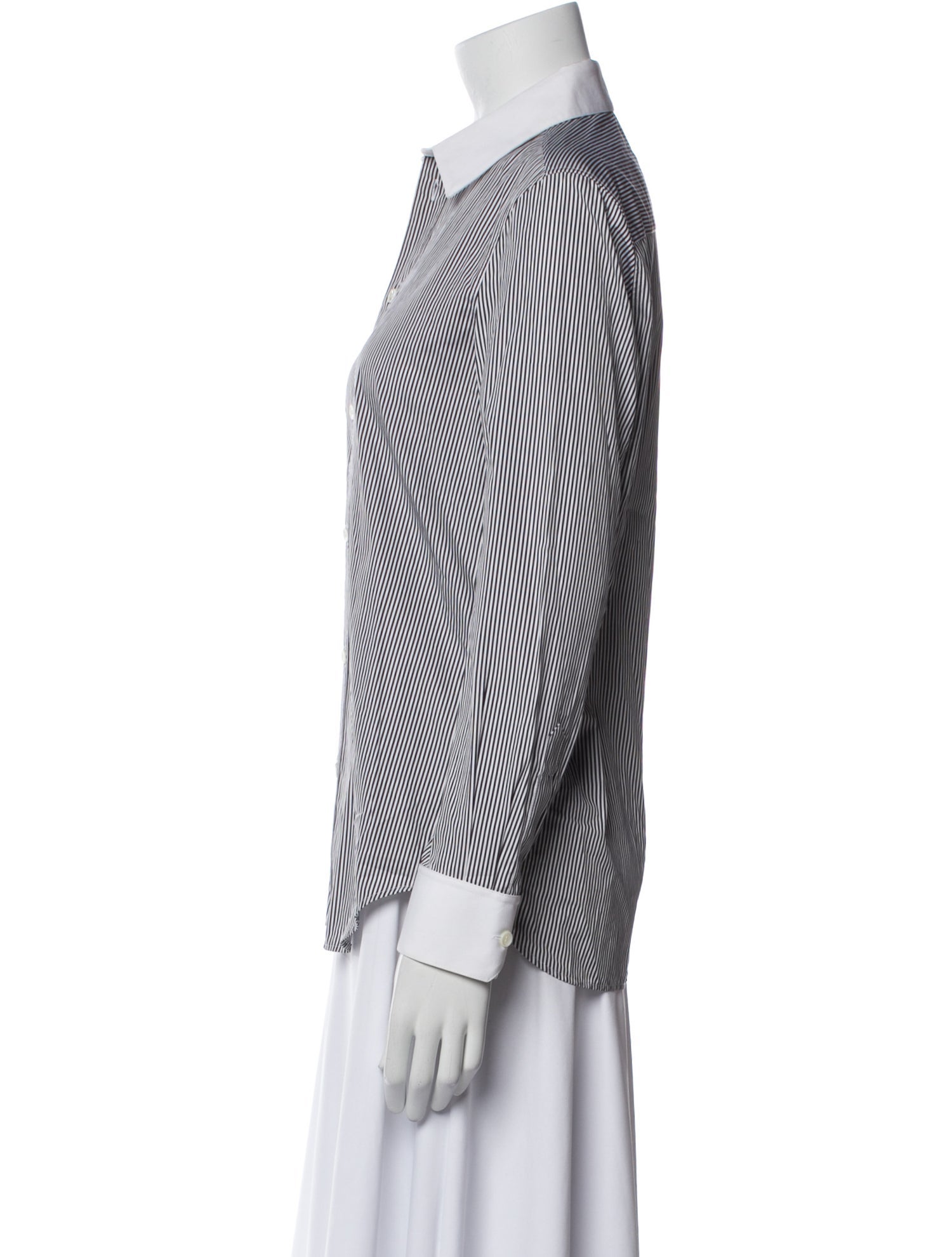 Celine Striped Long Sleeve Button-Up Top