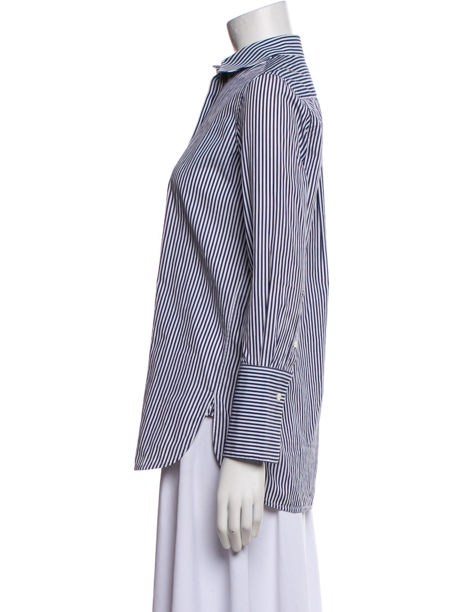 Celine Striped Long Sleeve Button-Up Top