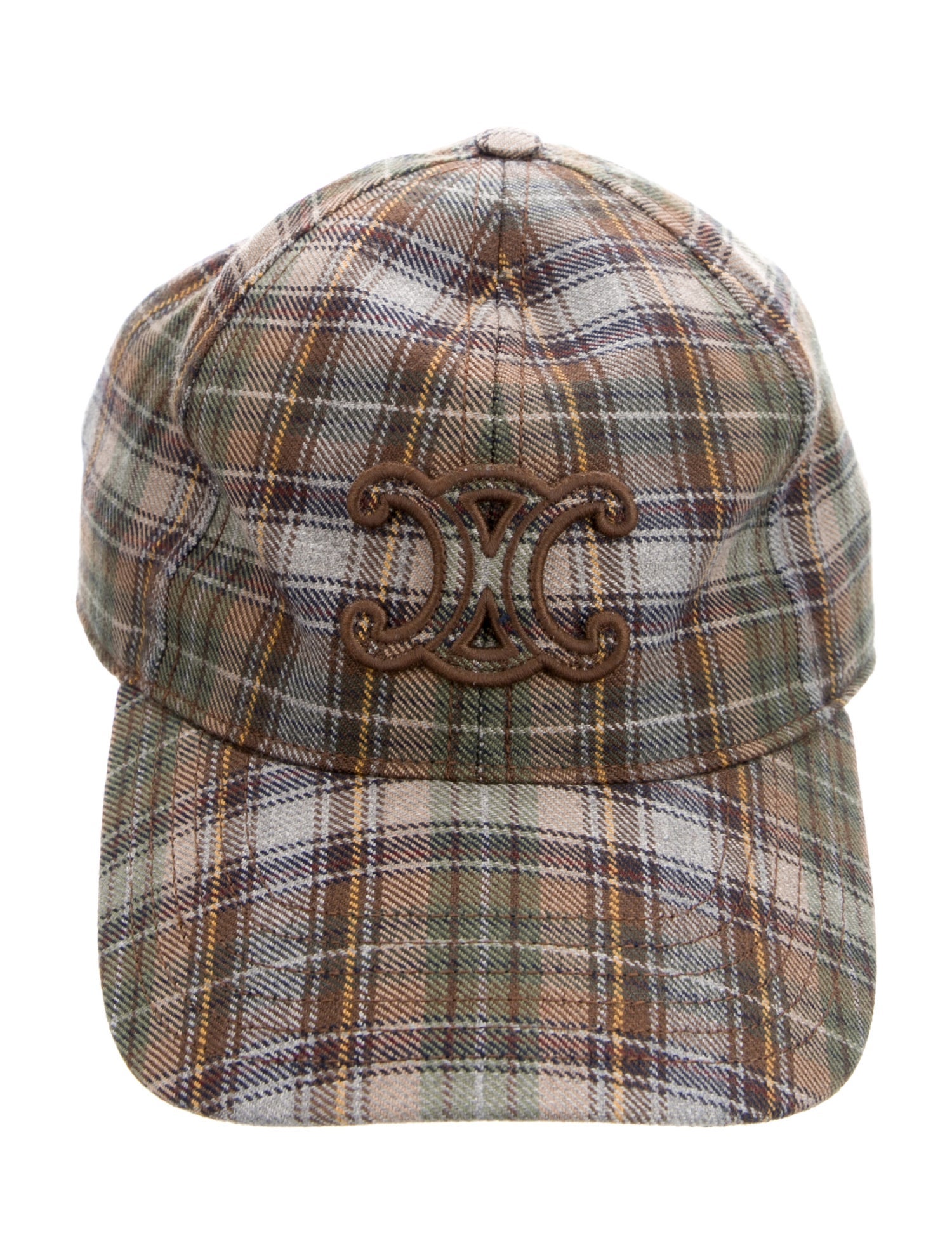 Celine Cashmere Flannel Triomphe Baseball Cap