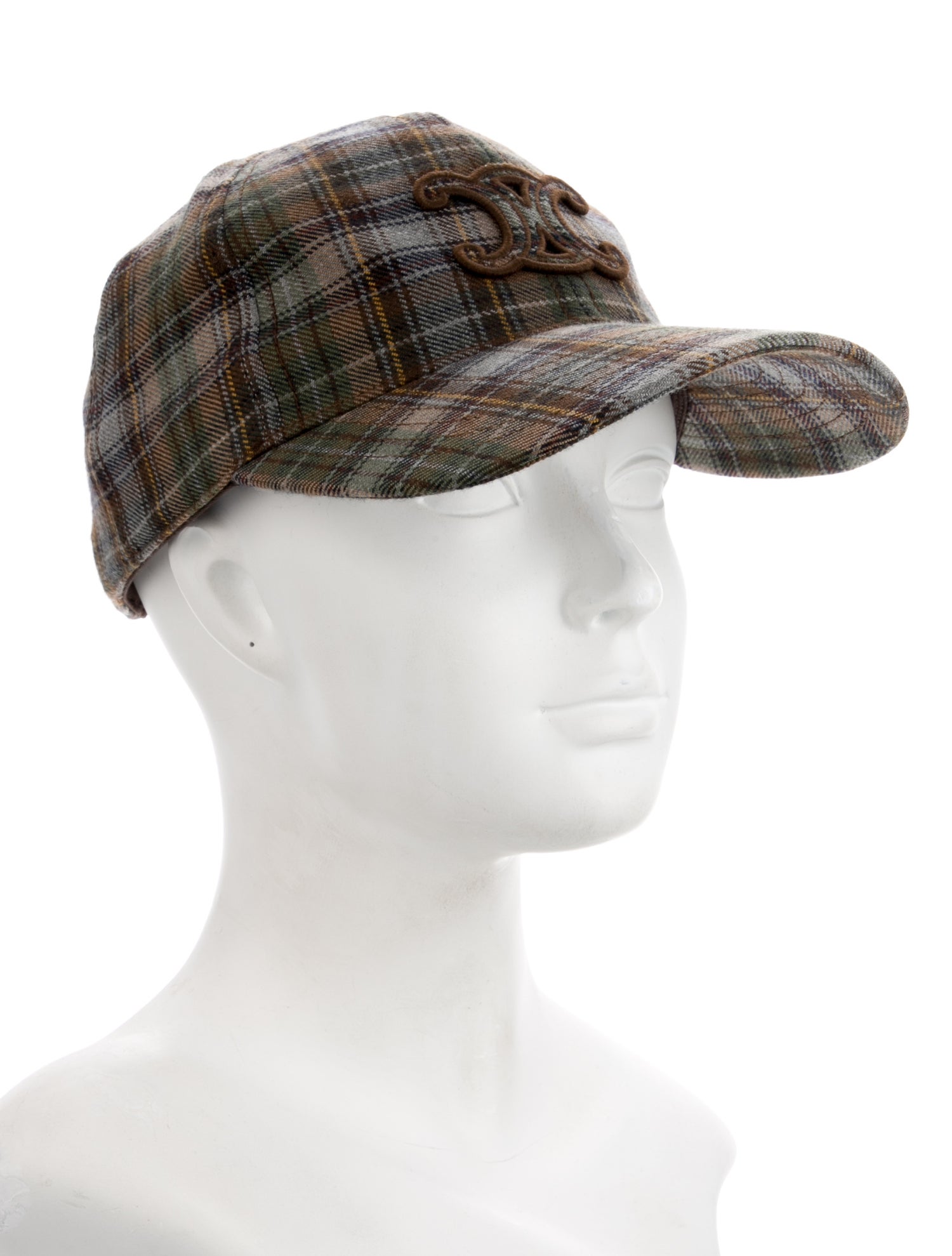 Celine Cashmere Flannel Triomphe Baseball Cap