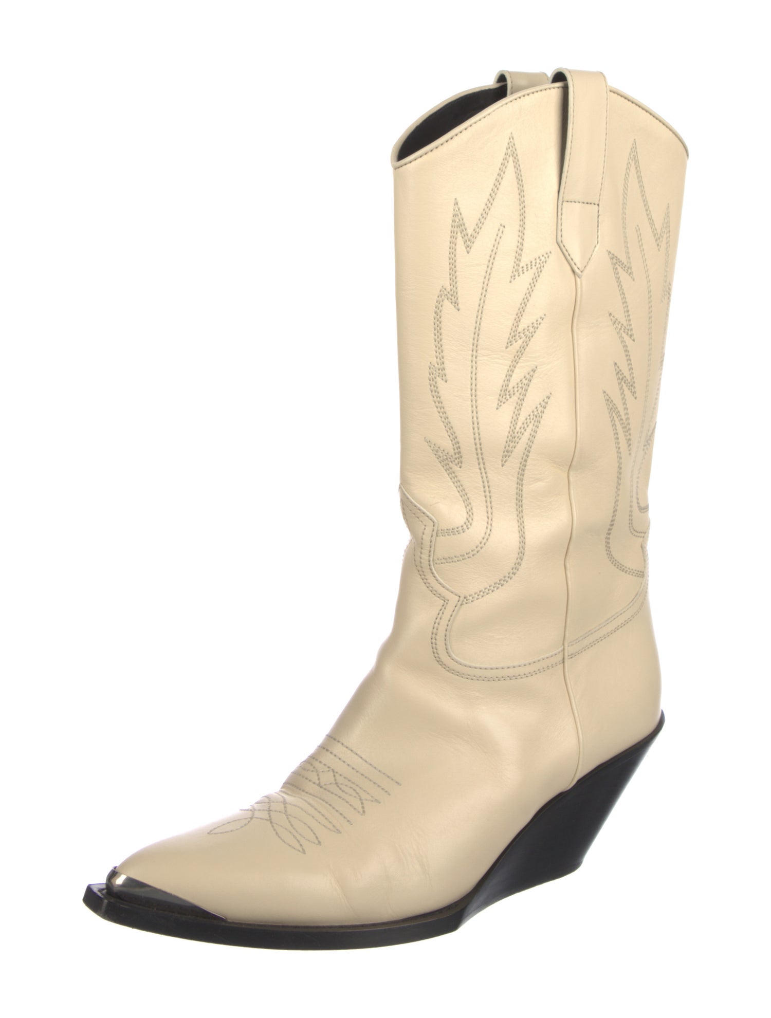 Celine Leather Printed Western Boots