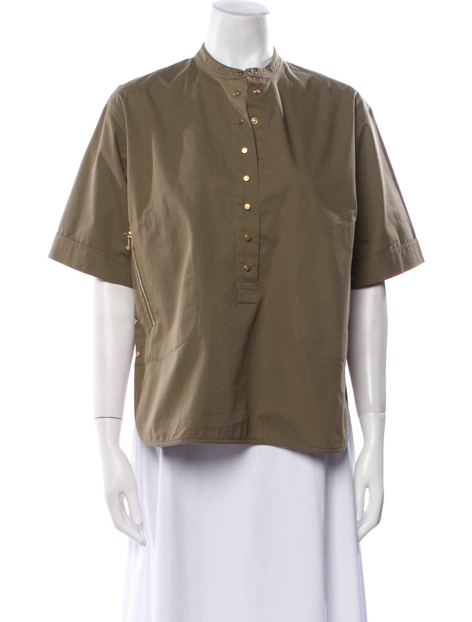 Celine 2010 Mock Neck Button-Up Top