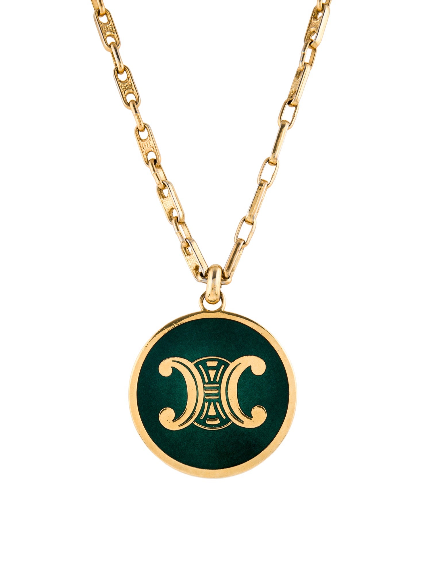 Celine Enamel Pendant Necklace