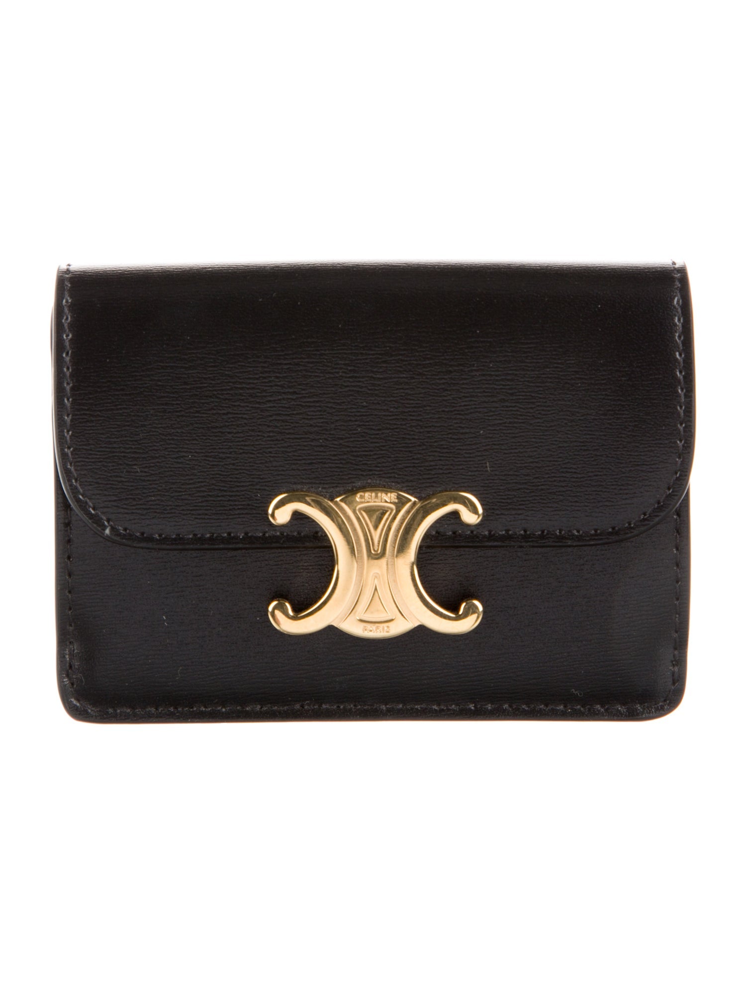 Celine Small Triomphe Leather Compact Wallet