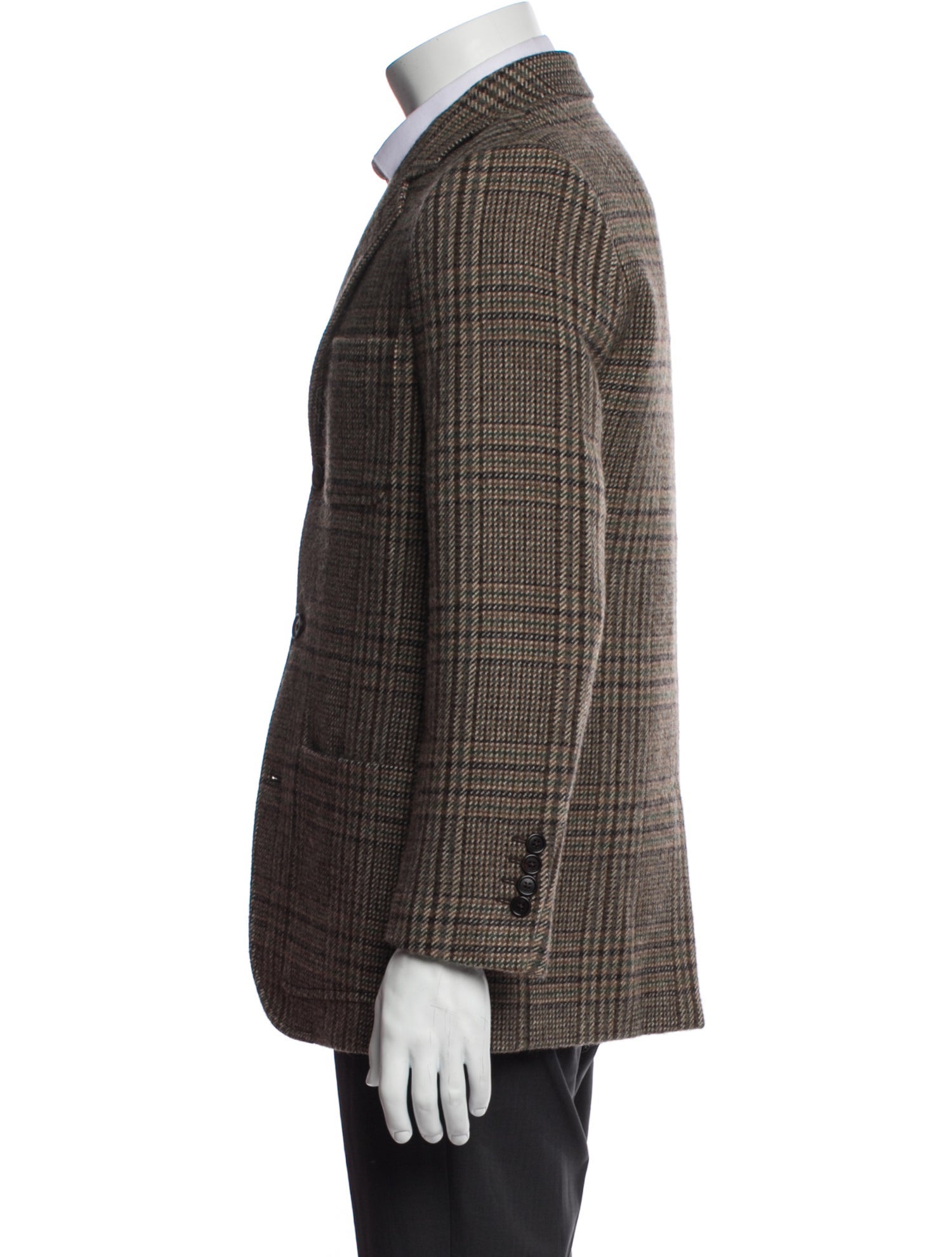 Celine Wool Plaid Print Blazer