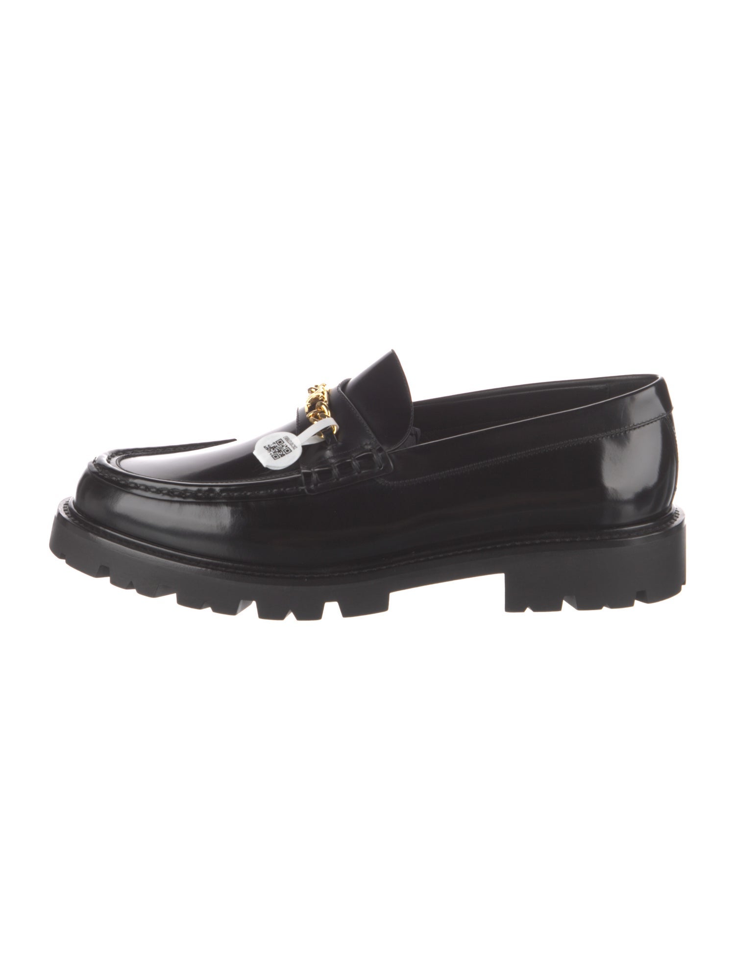 Celine Leather Chain-Link Accents Loafers