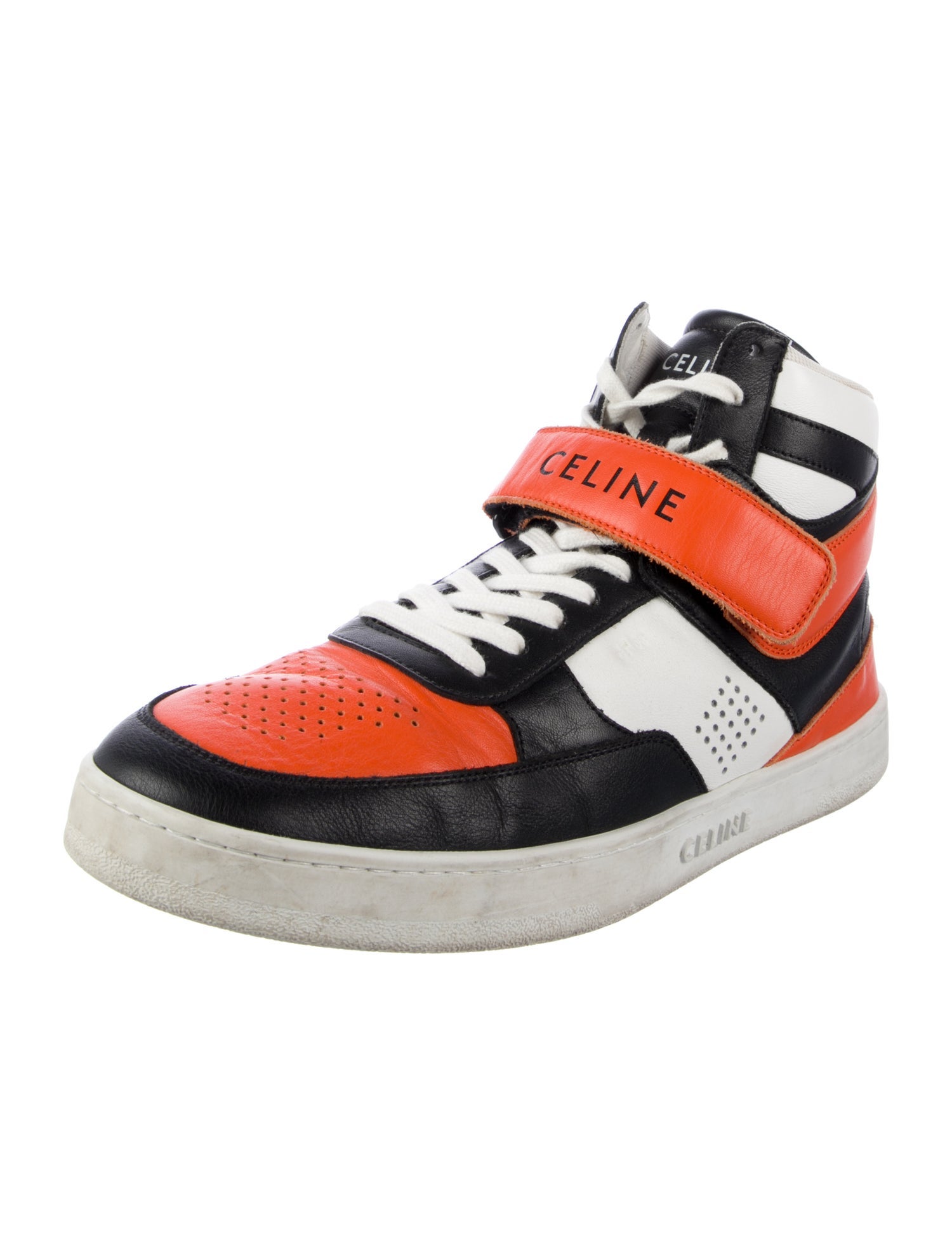 Celine Leather Colorblock Pattern Sneakers