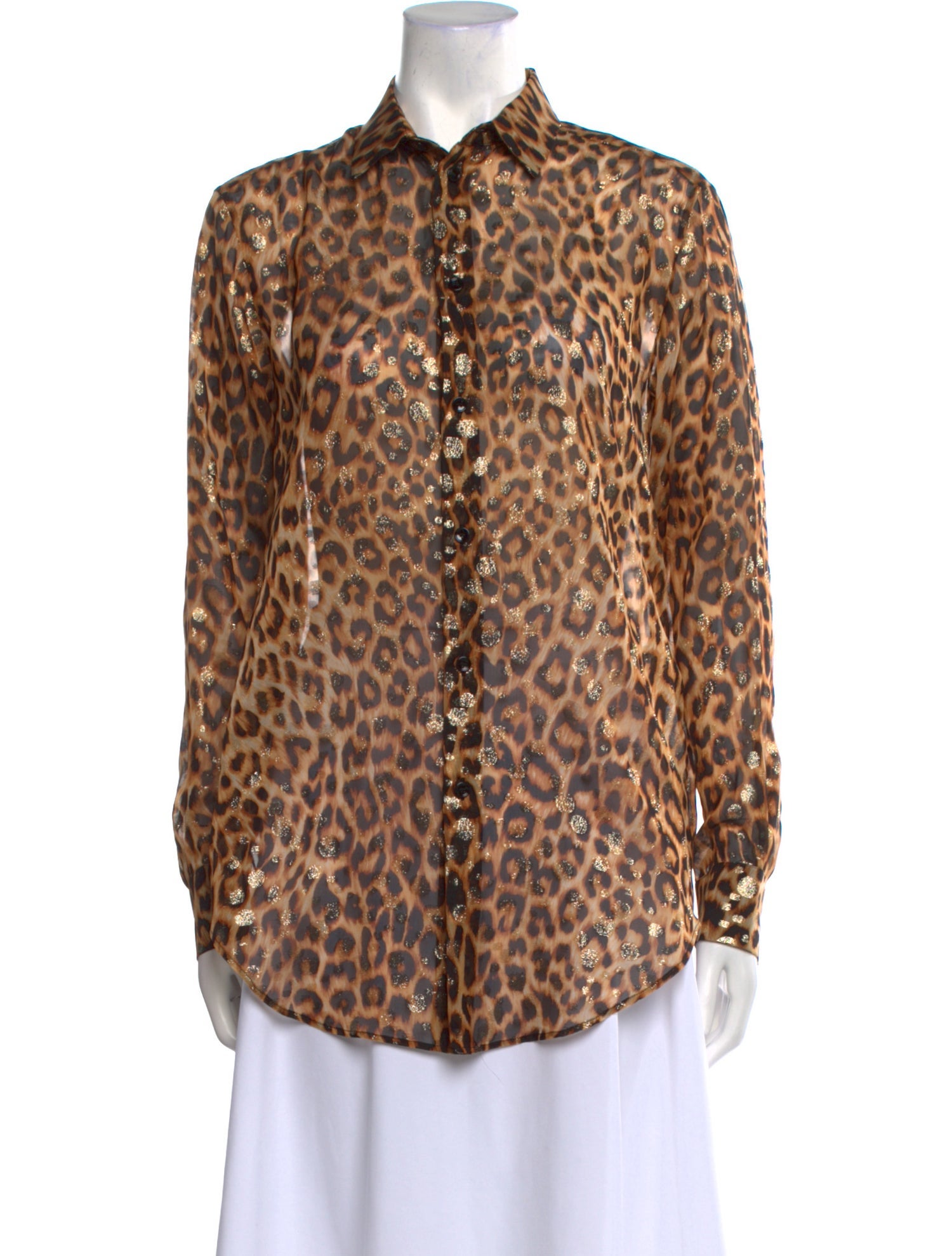 Celine 2020 Leopard Print Button-Up Top