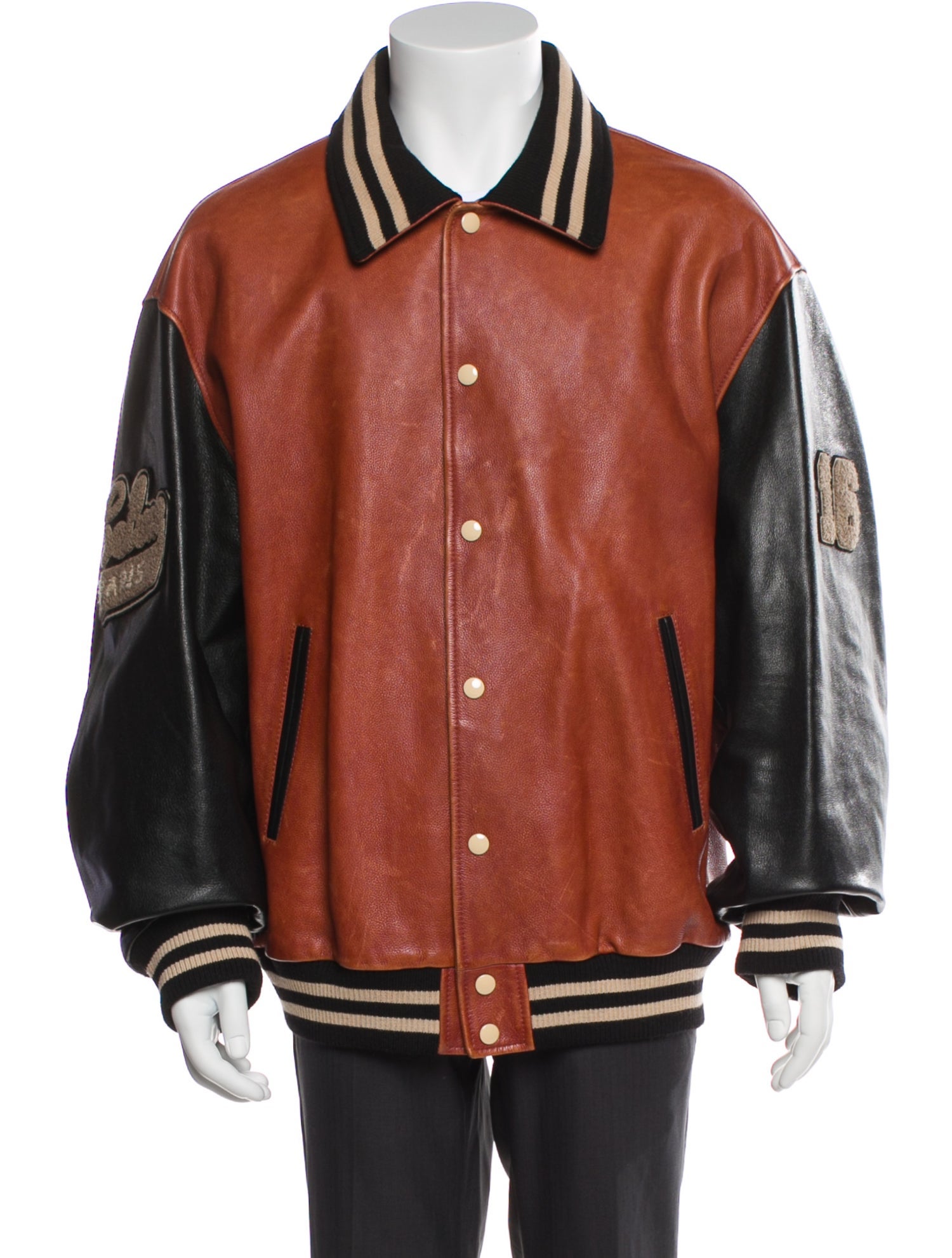 Celine Calfskin Striped Varsity Jacket