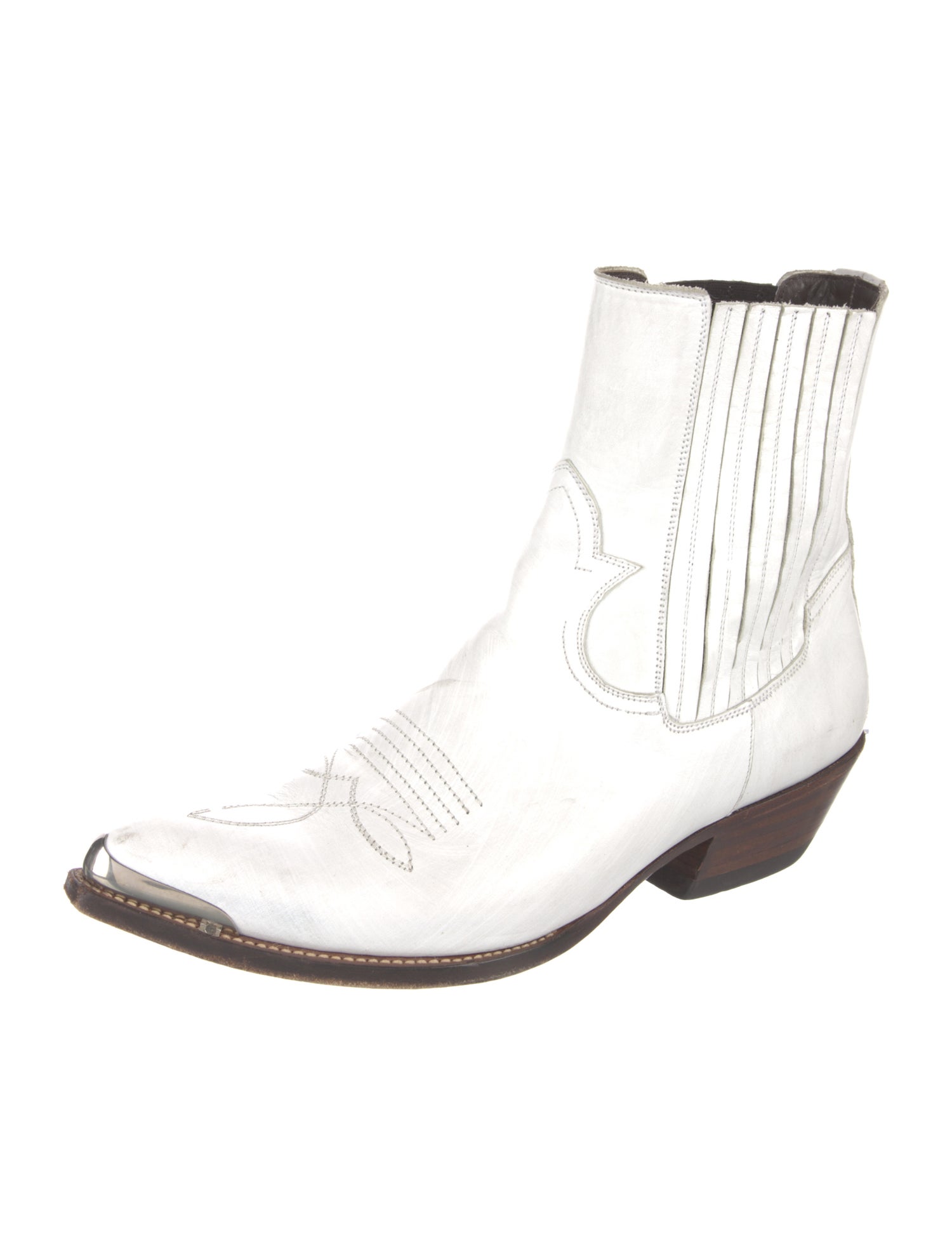 Celine Leather Whipstitch Trim Boots