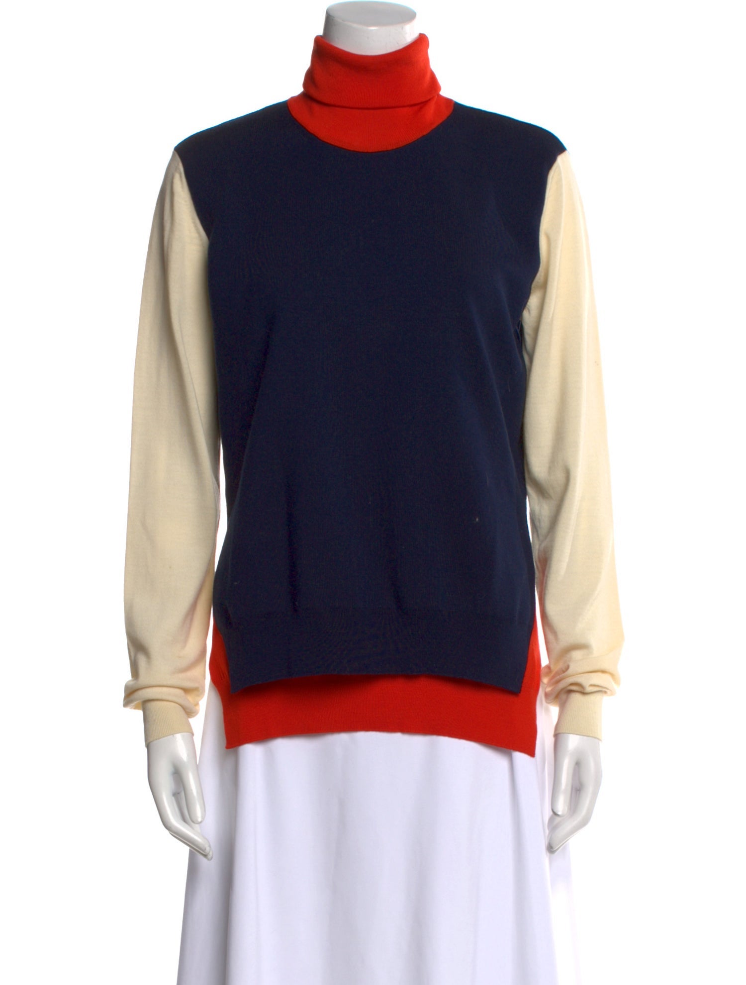 Celine Wool Colorblock Pattern Sweater