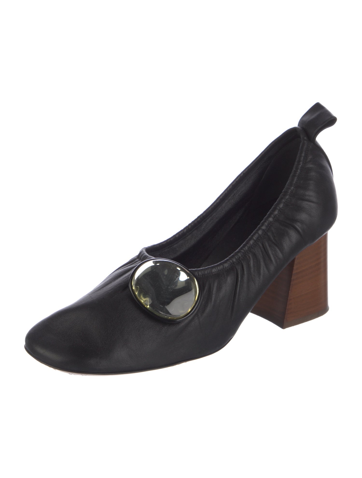 Celine Leather Colorblock Pattern Pumps