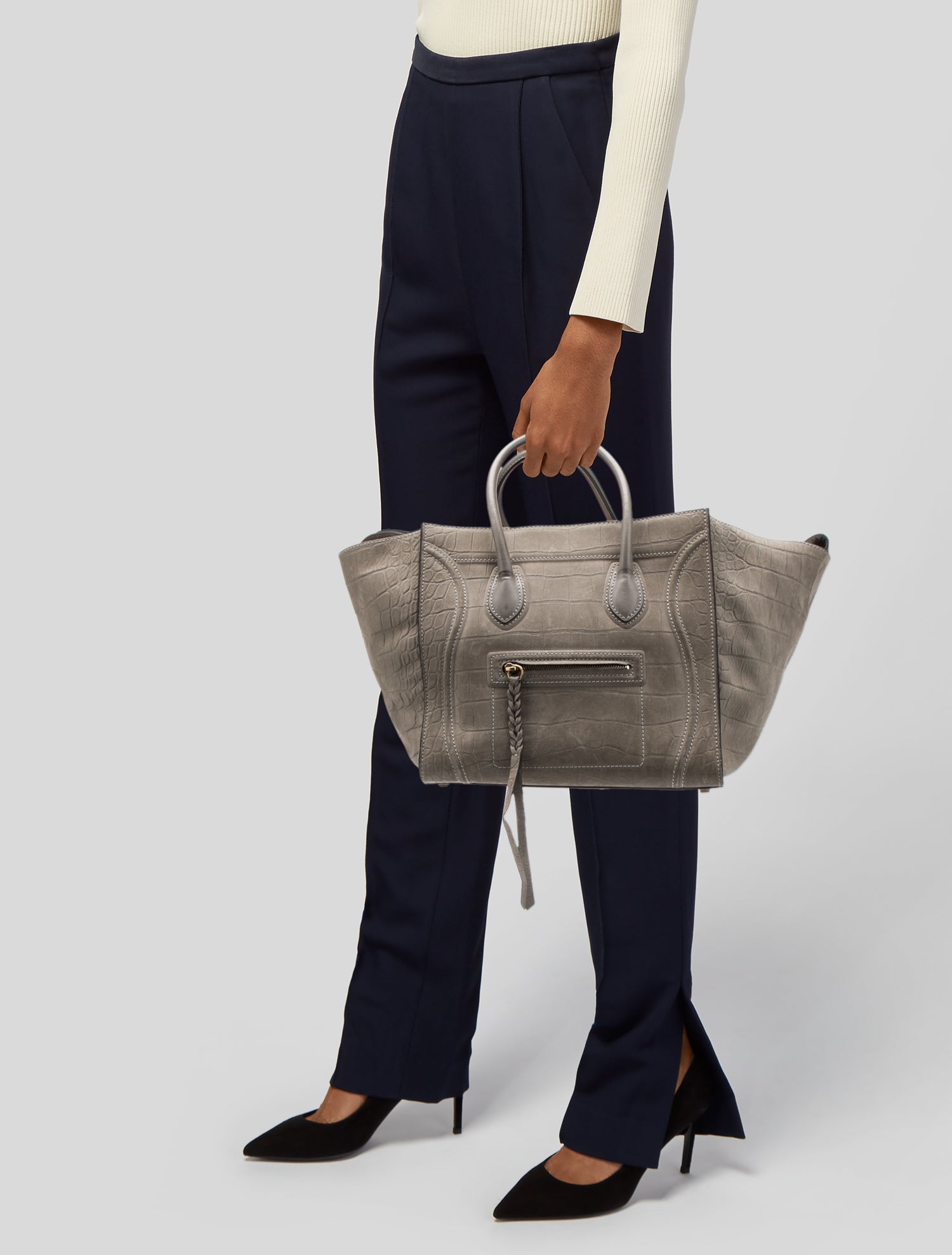 Celine Embossed Leather Luggage Phantom