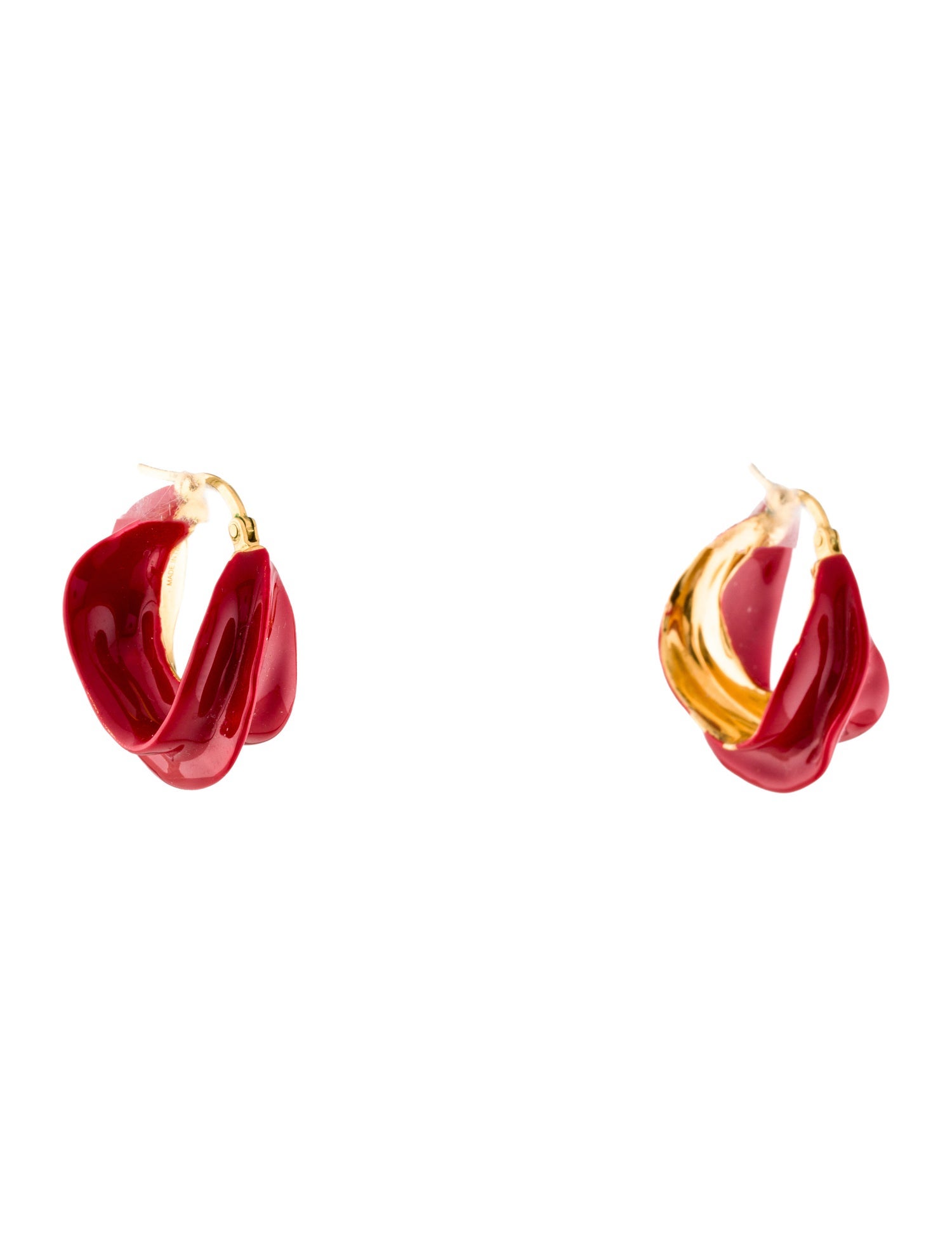 Celine Enamel Small Swirl Hoop Earrings