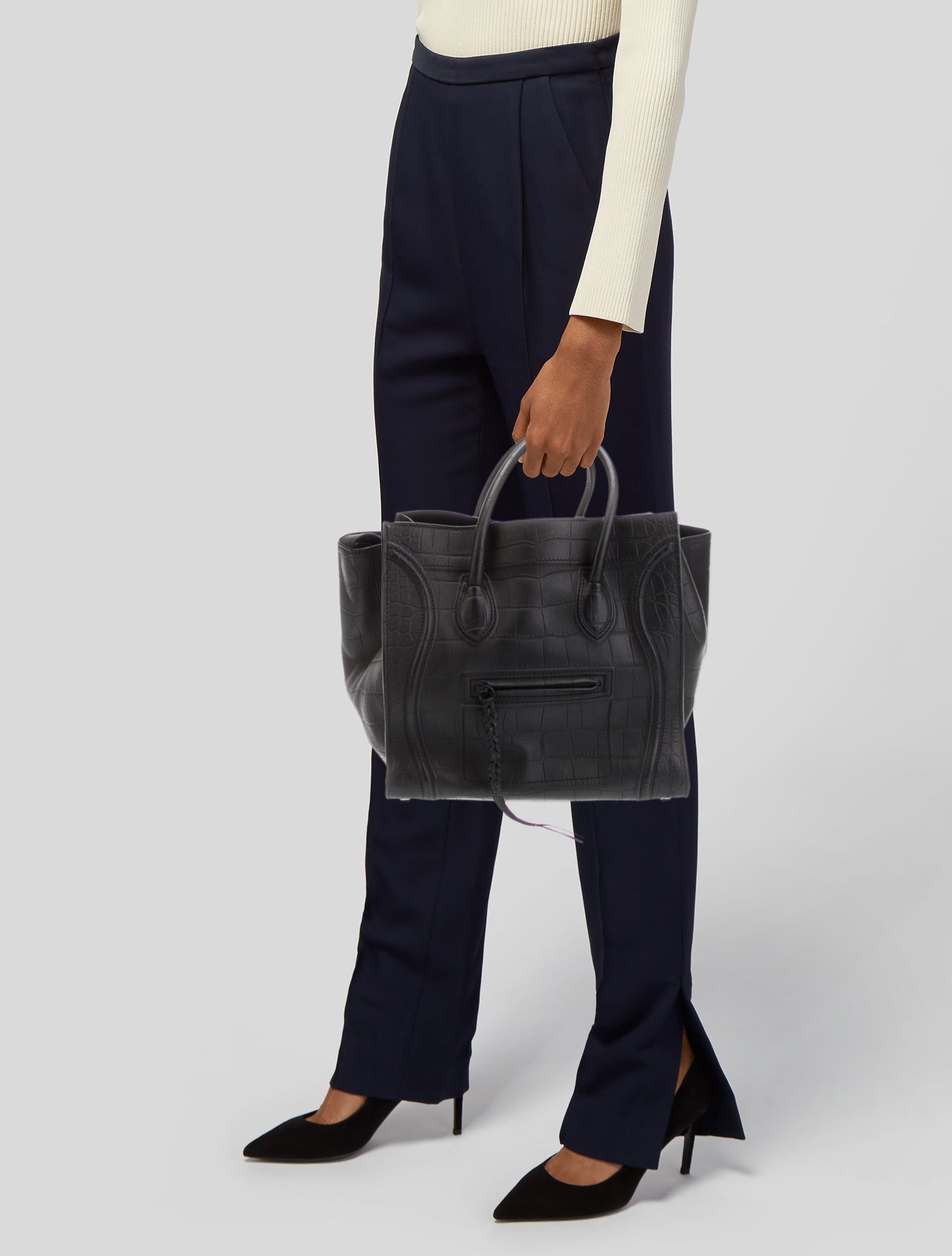 Celine Embossed Leather Luggage Phantom Medium