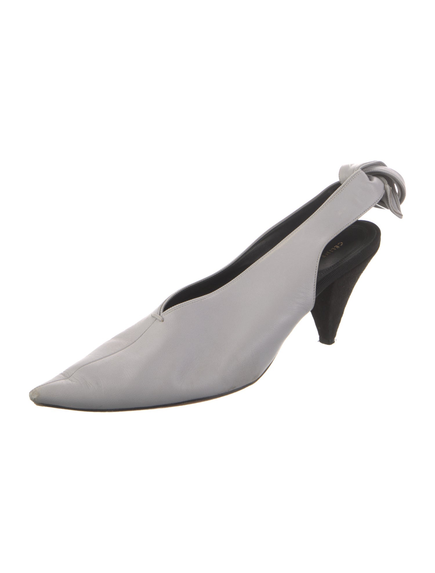 Celine Leather Colorblock Pattern Slingback Pumps