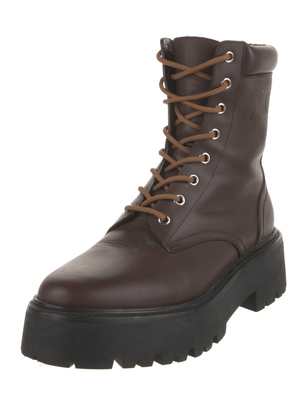 Celine Leather Colorblock Pattern Combat Boots - image 2