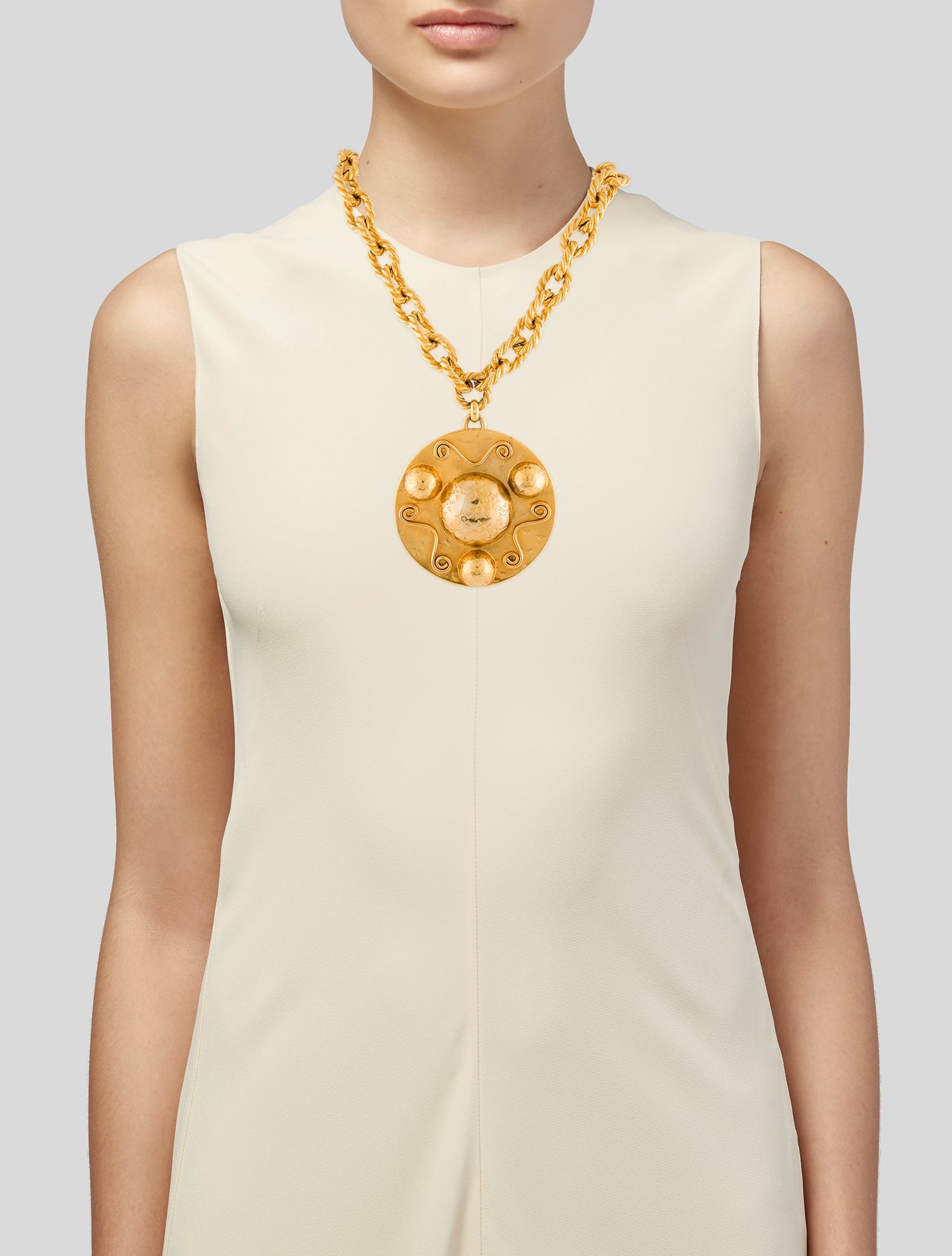 Celine Vintage Celestial Medallion Pendant Necklace
