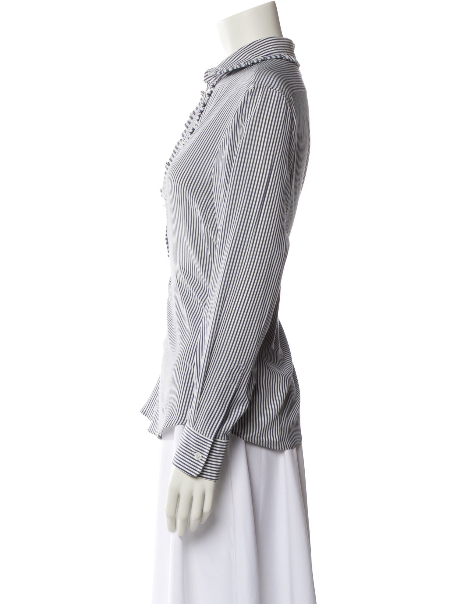 Celine Silk Striped Button-Up Top w/ Tags