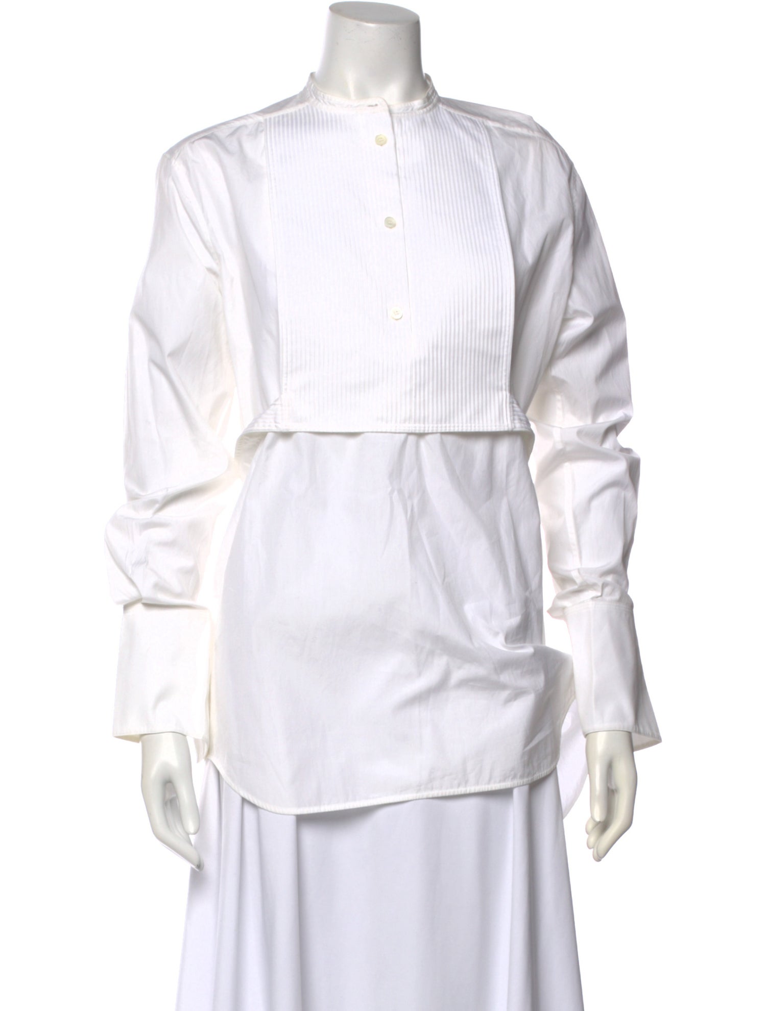 Celine Mock Neck Long Sleeve Button-Up Top