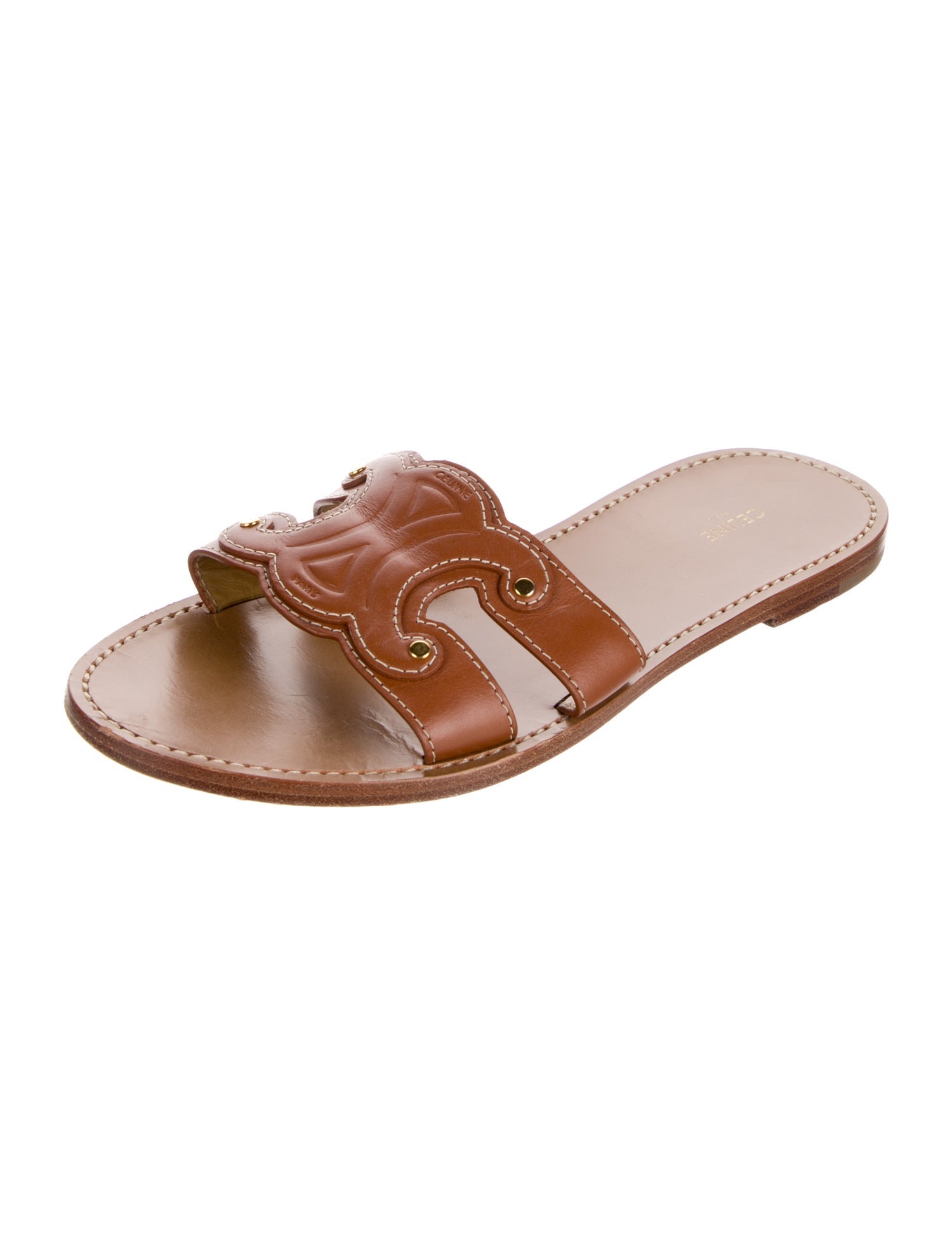 Celine Leather Studded Accents Slides