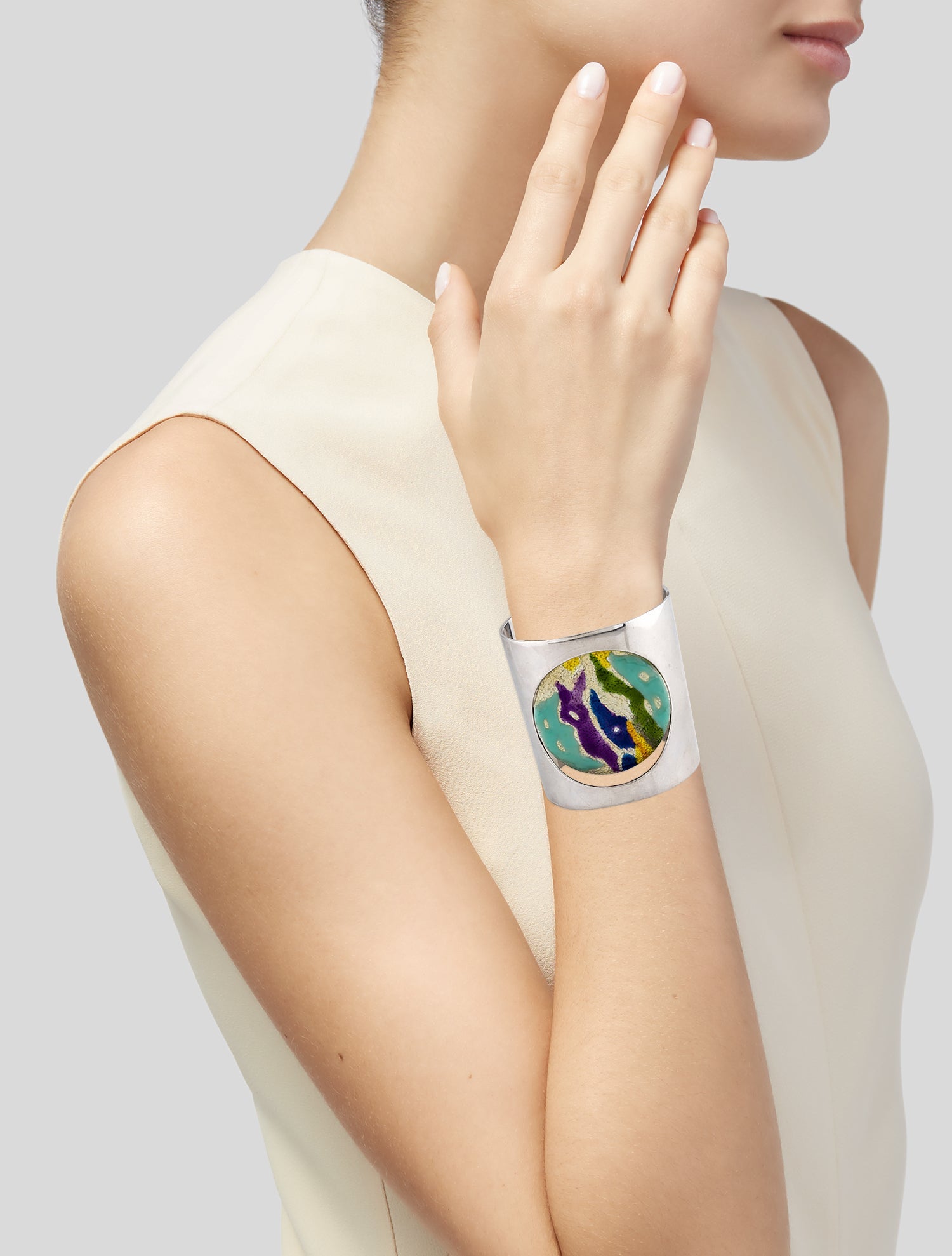 Celine Resin Multi-colored Cuff Bracelet