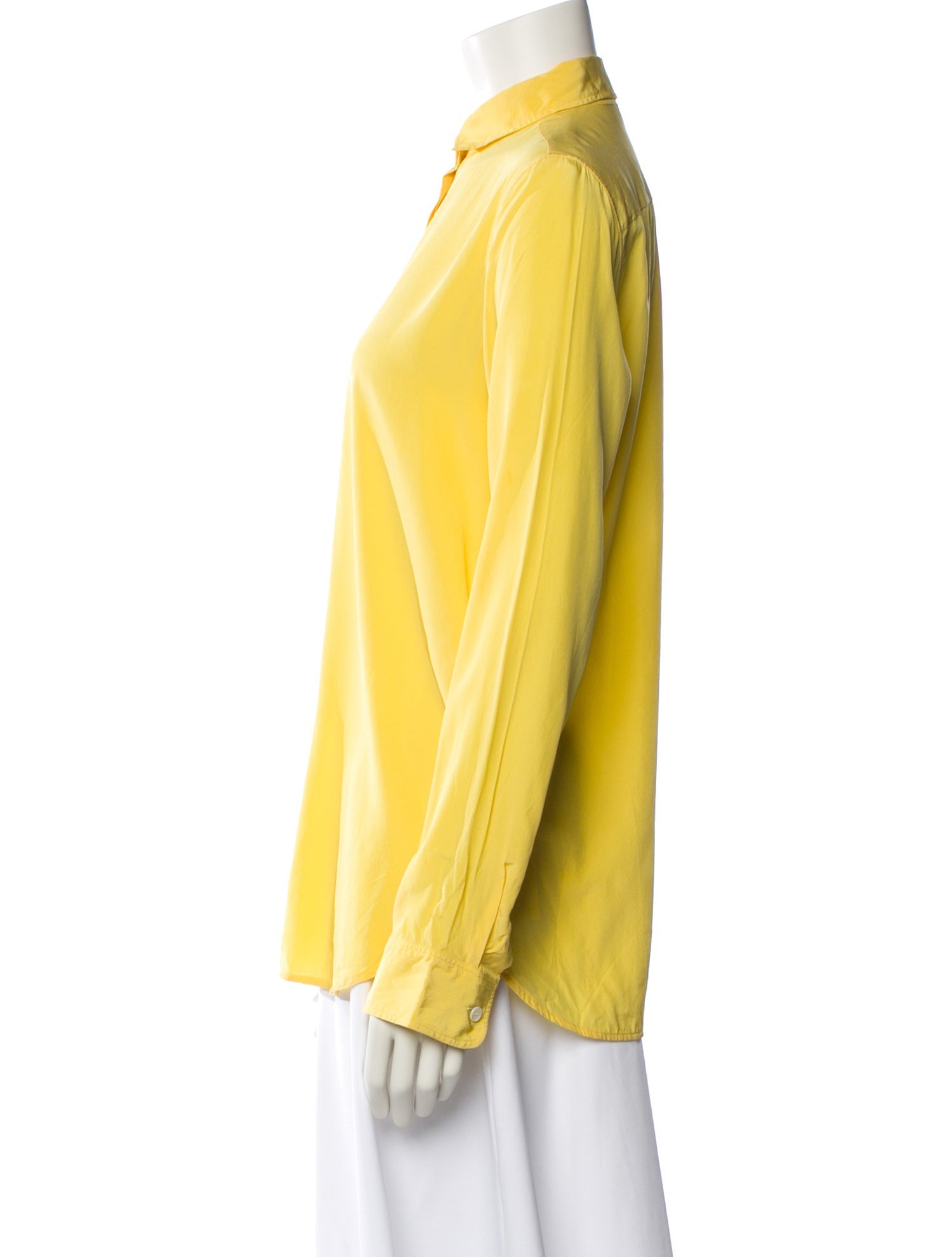 Celine Silk Long Sleeve Button-Up Top