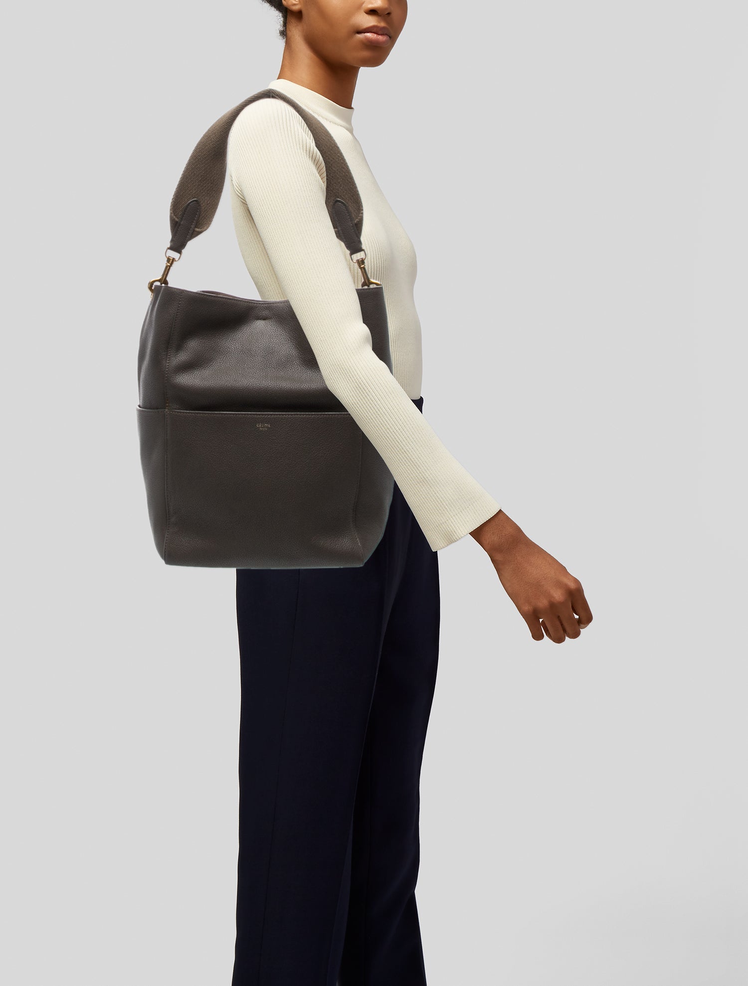 Celine Leather Seau Sangle Medium