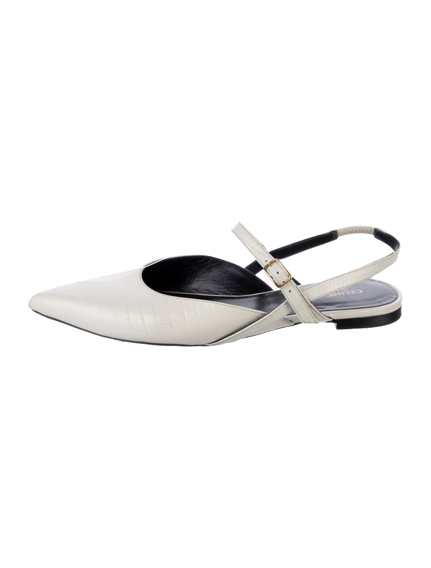 Celine Embossed Leather Slingback Flats