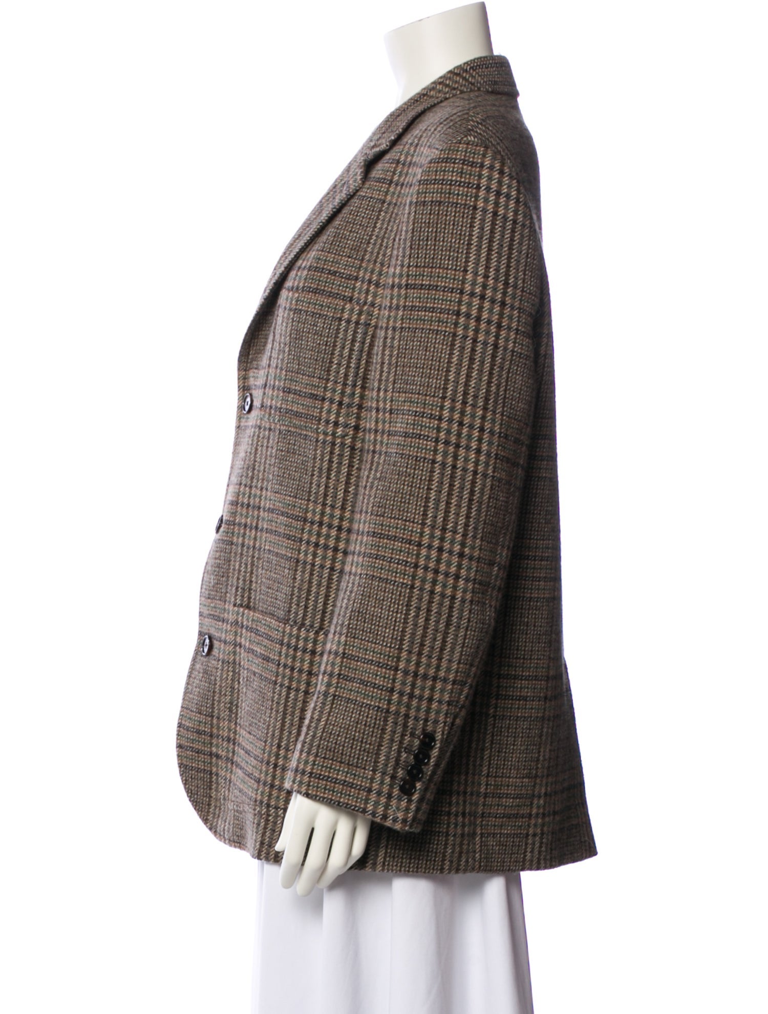 Celine Wool Plaid Print Blazer