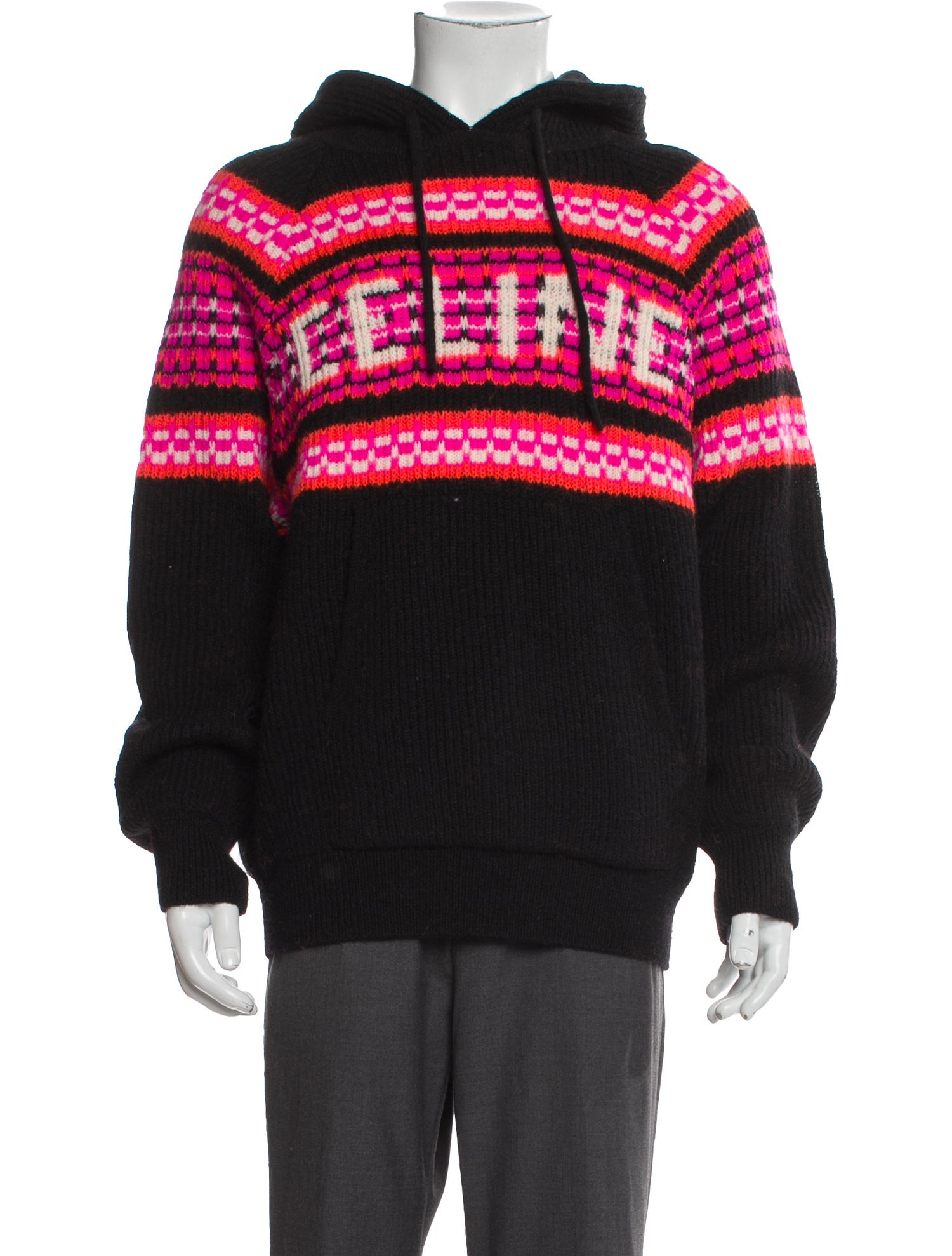 Celine Wool Graphic Print Polo Sweater