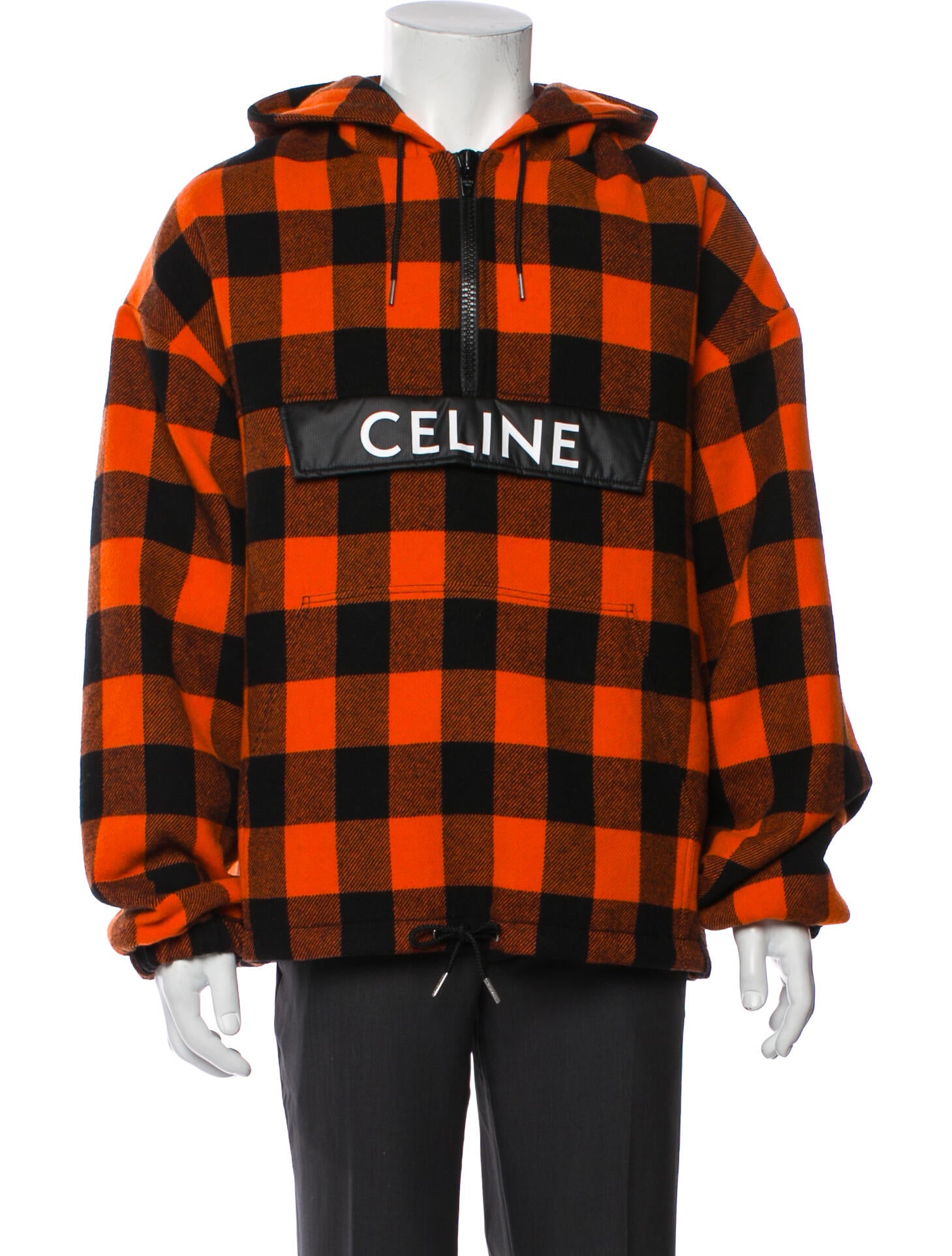 Celine Plaid Plaid Print Hoodie w/ Tags