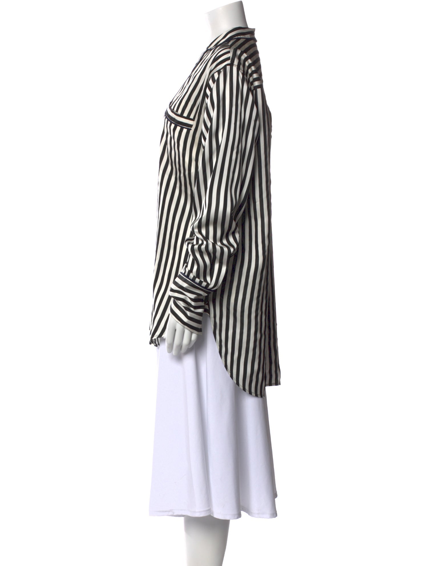 Celine Striped Long Sleeve Button-Up Top