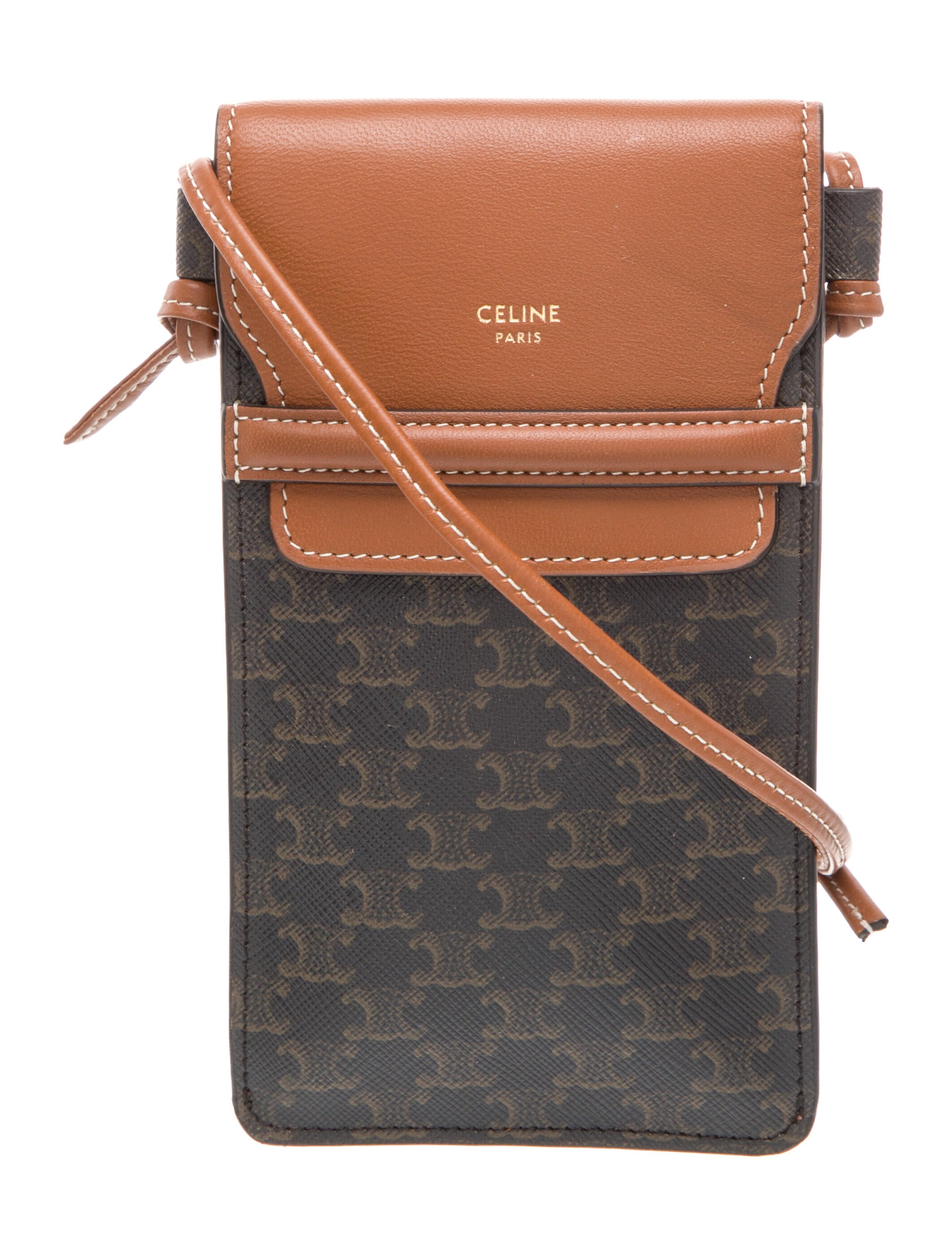 Celine Triomphe Triomphe Canvas and Lambskin Phone Pouch 2023