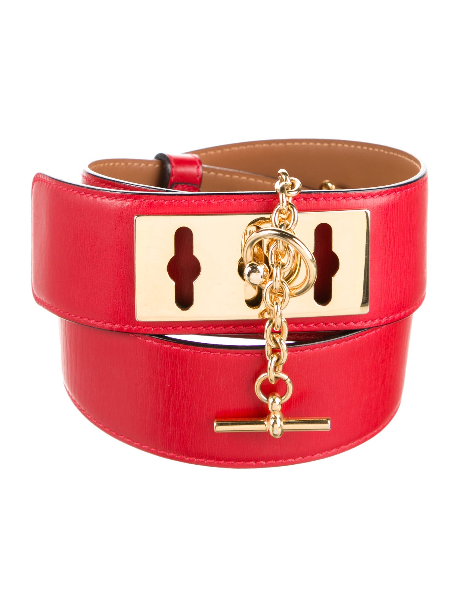 Celine Leather Chain-Link Accents Waist Belt