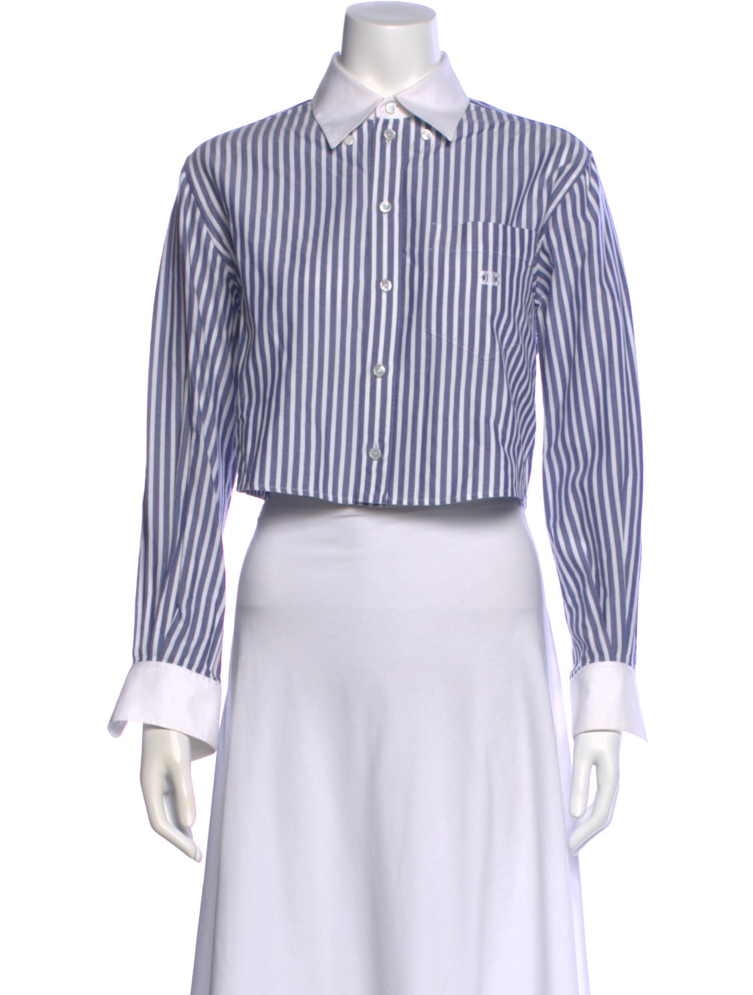 Celine Striped Long Sleeve Crop Top