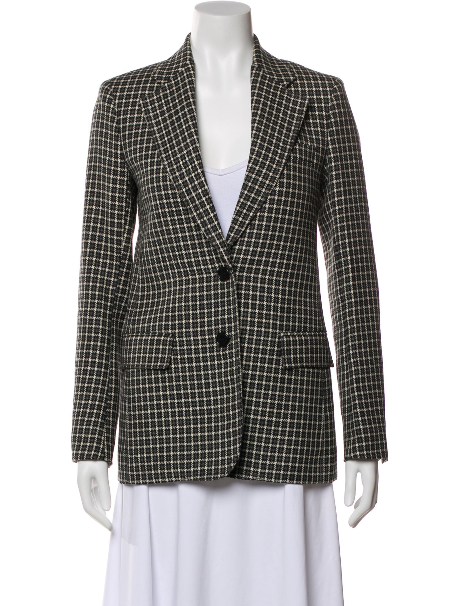 Celine Wool Plaid Print Blazer