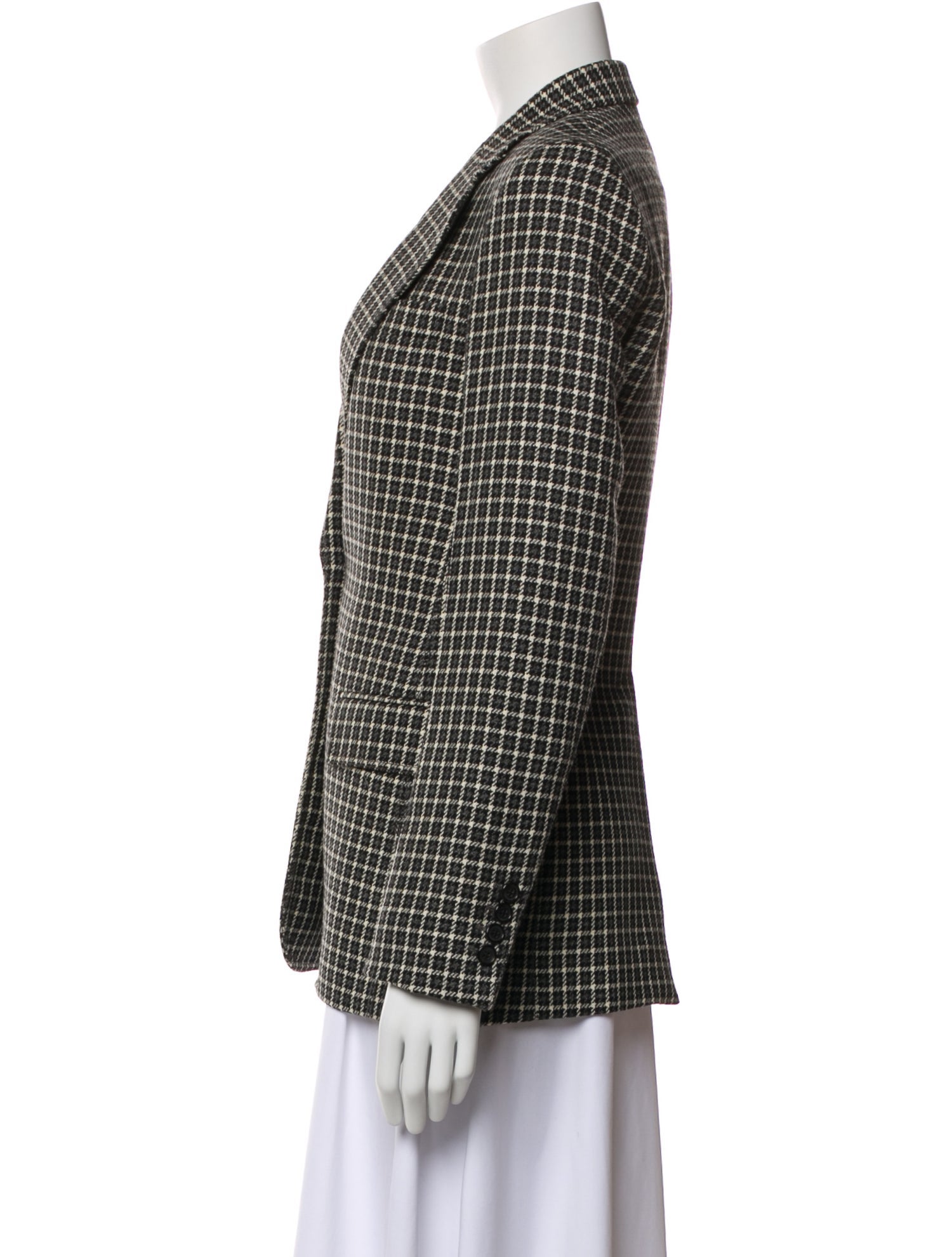 Celine Wool Plaid Print Blazer
