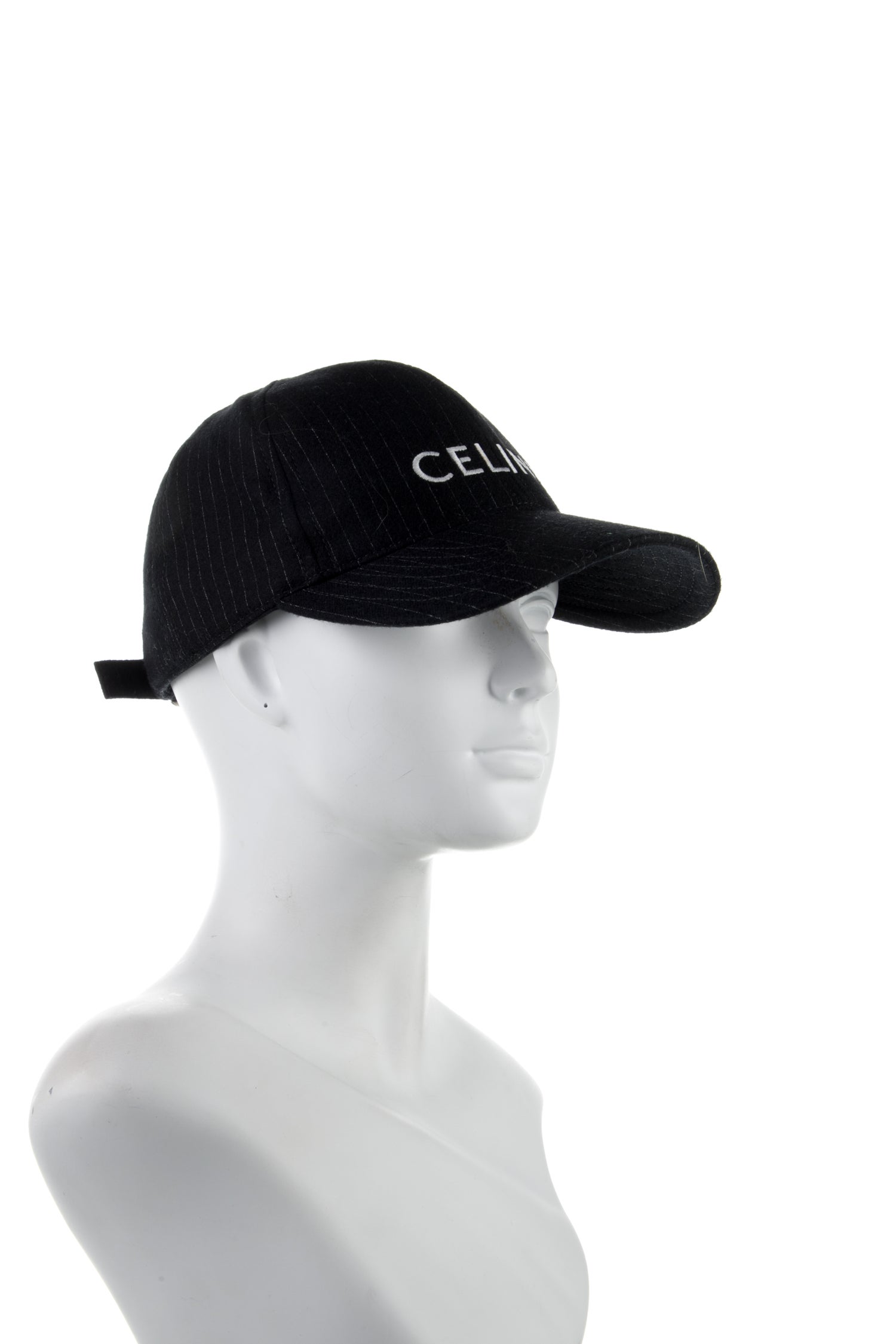 Celine Pinstriped Logo Baseball Cap