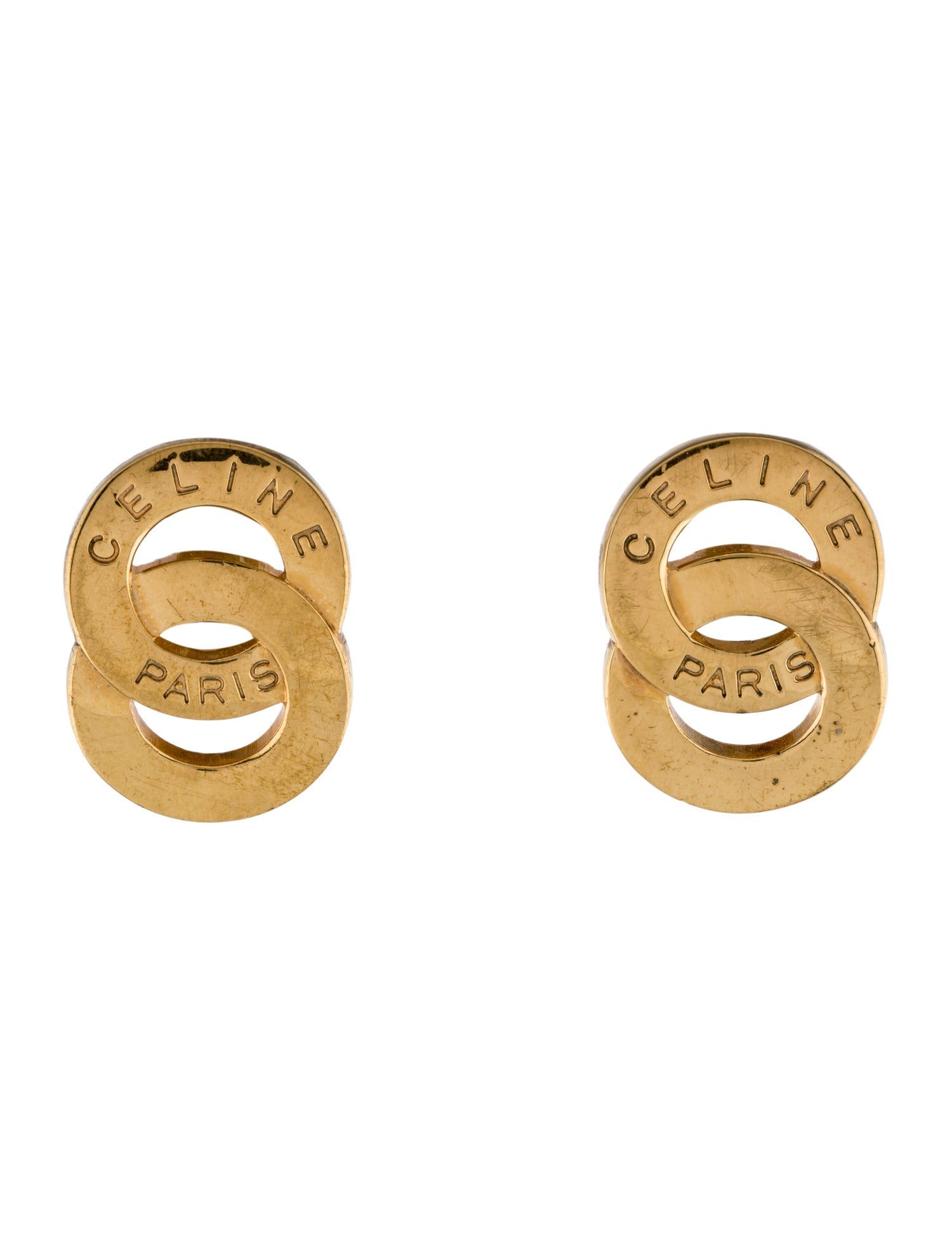 Celine Vintage Double Circle Clip-On Earrings