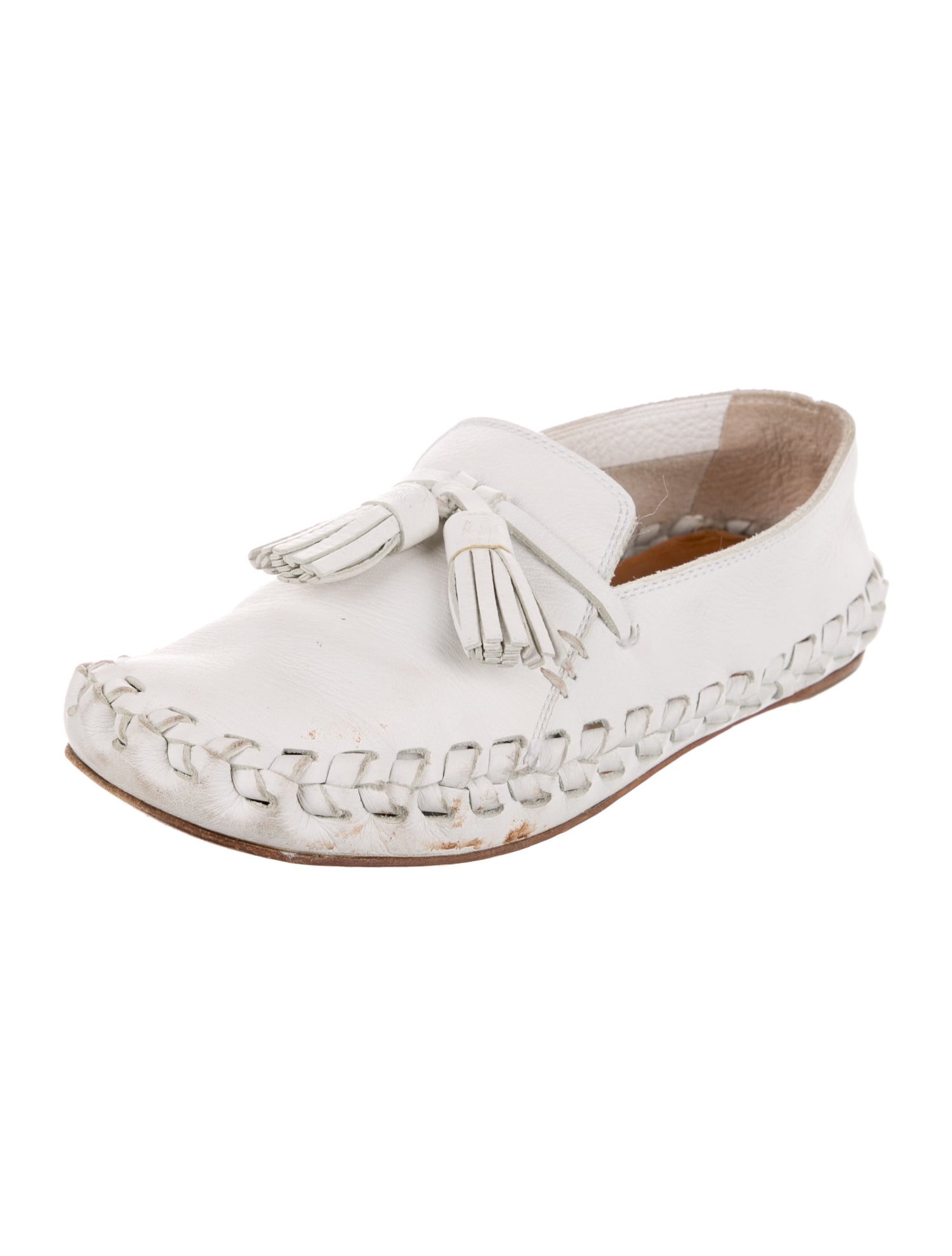 Celine Leather Whipstitch Trim Flats