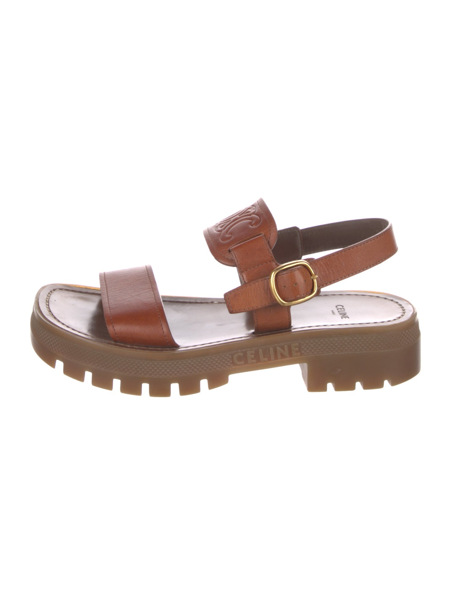 Celine Leather Colorblock Pattern Slingback Sandals