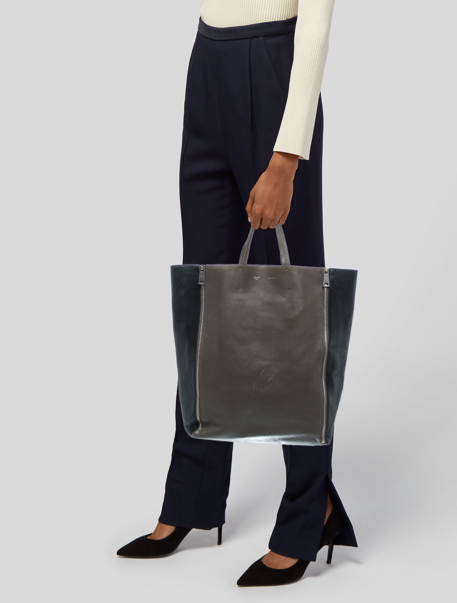 Celine Leather Vertical Gusset Cabas